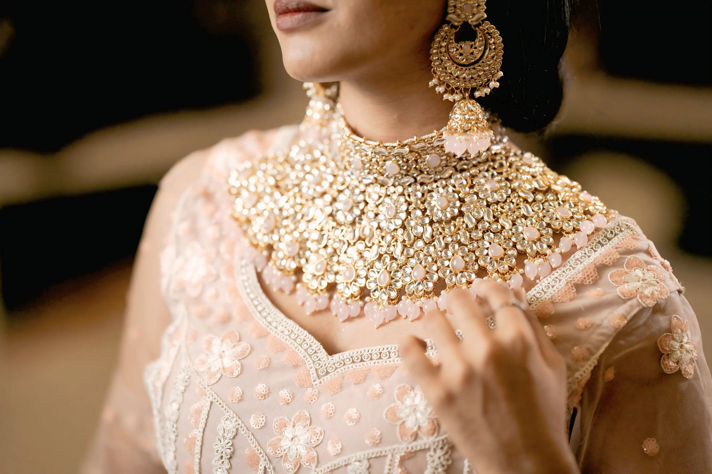 Peach Embroidered Lehenga