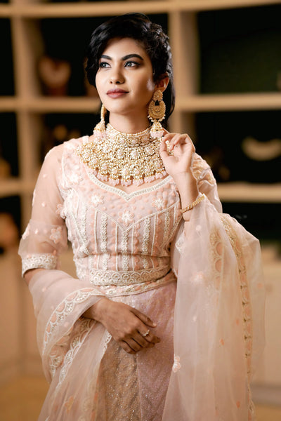 Peach Embroidered Lehenga