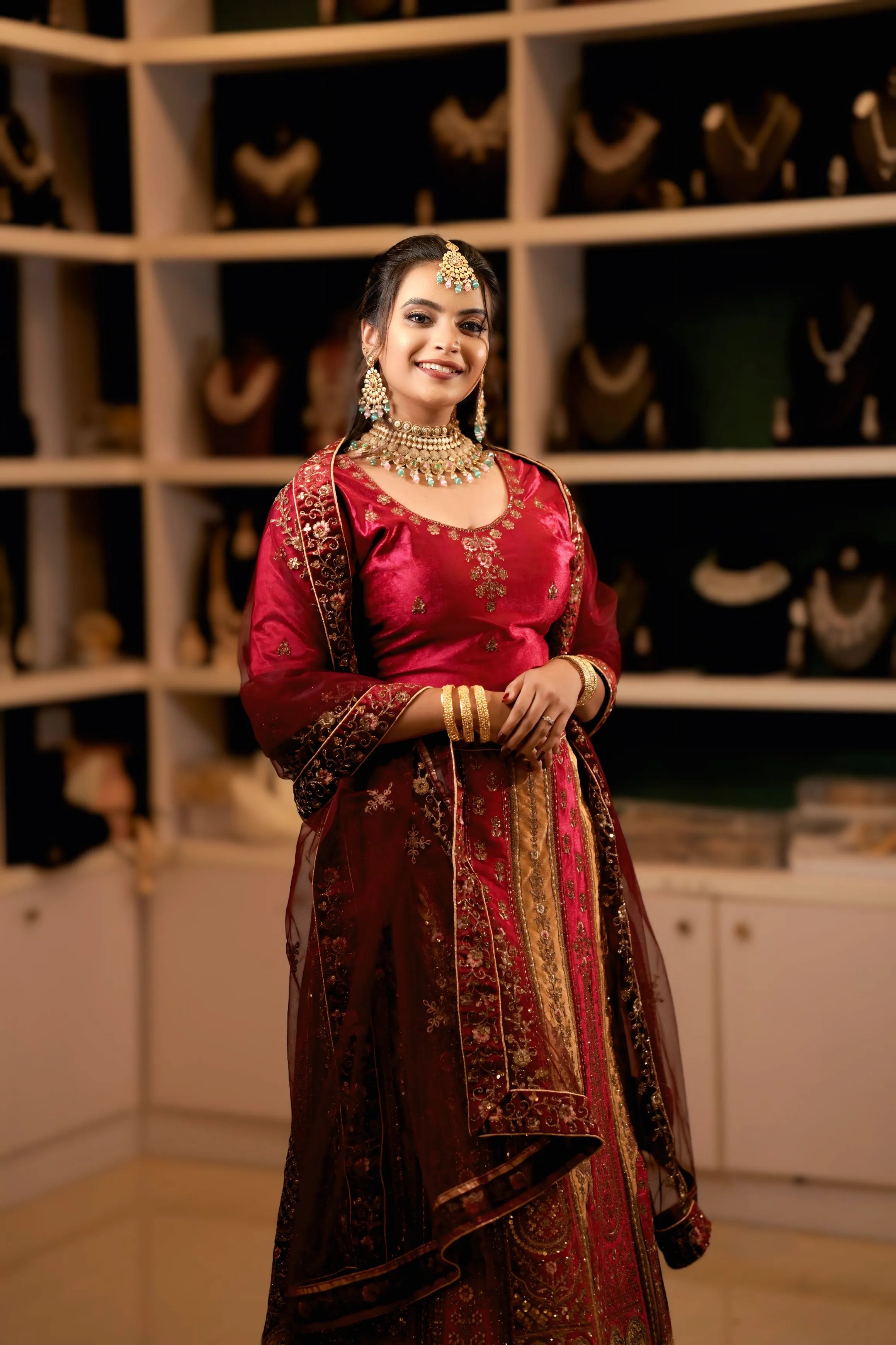 Deep Red Bridal Lehenga