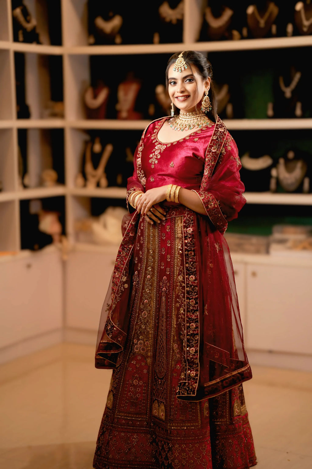 Deep Red Bridal Lehenga