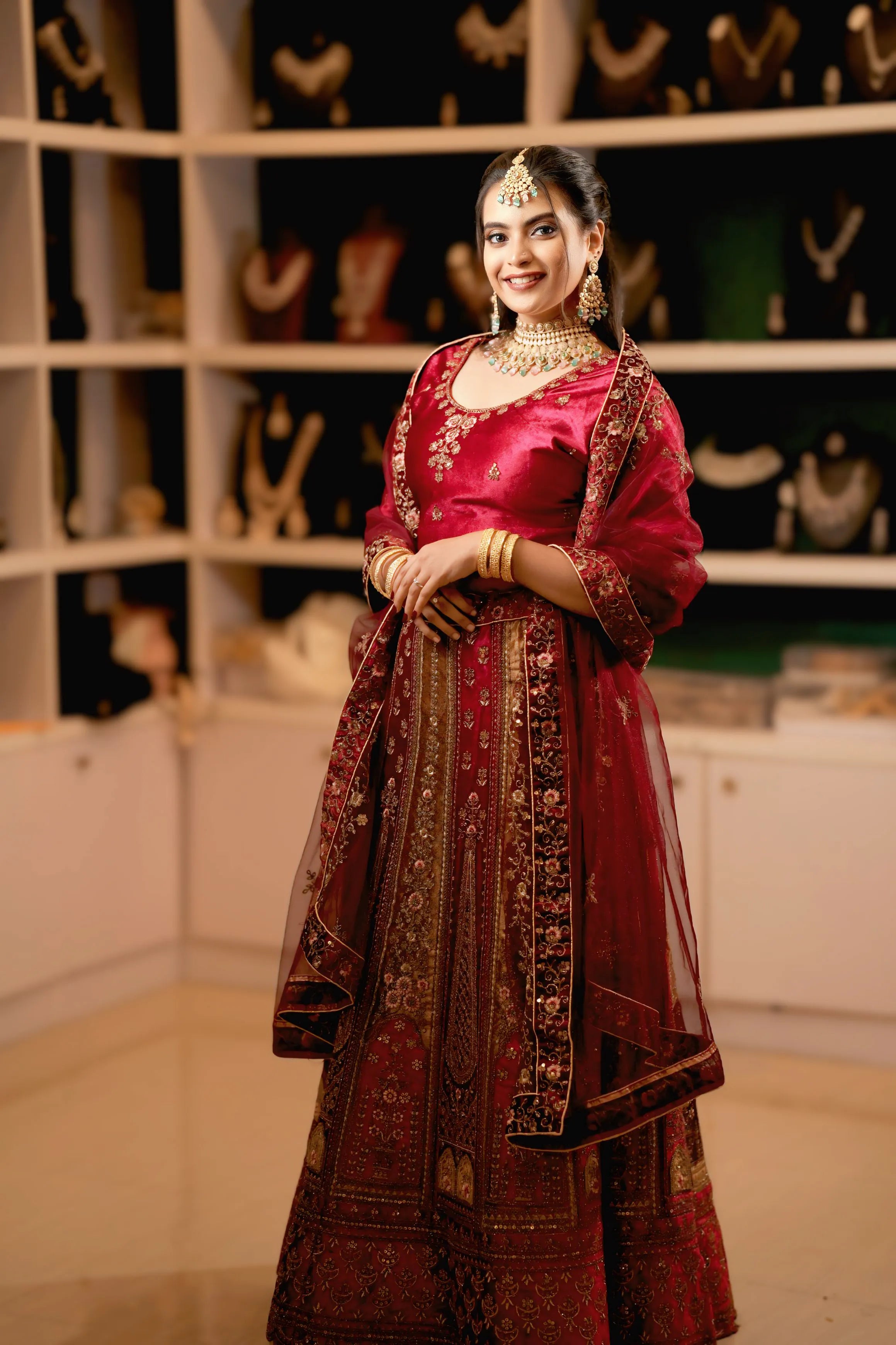 Deep Red Bridal Lehenga