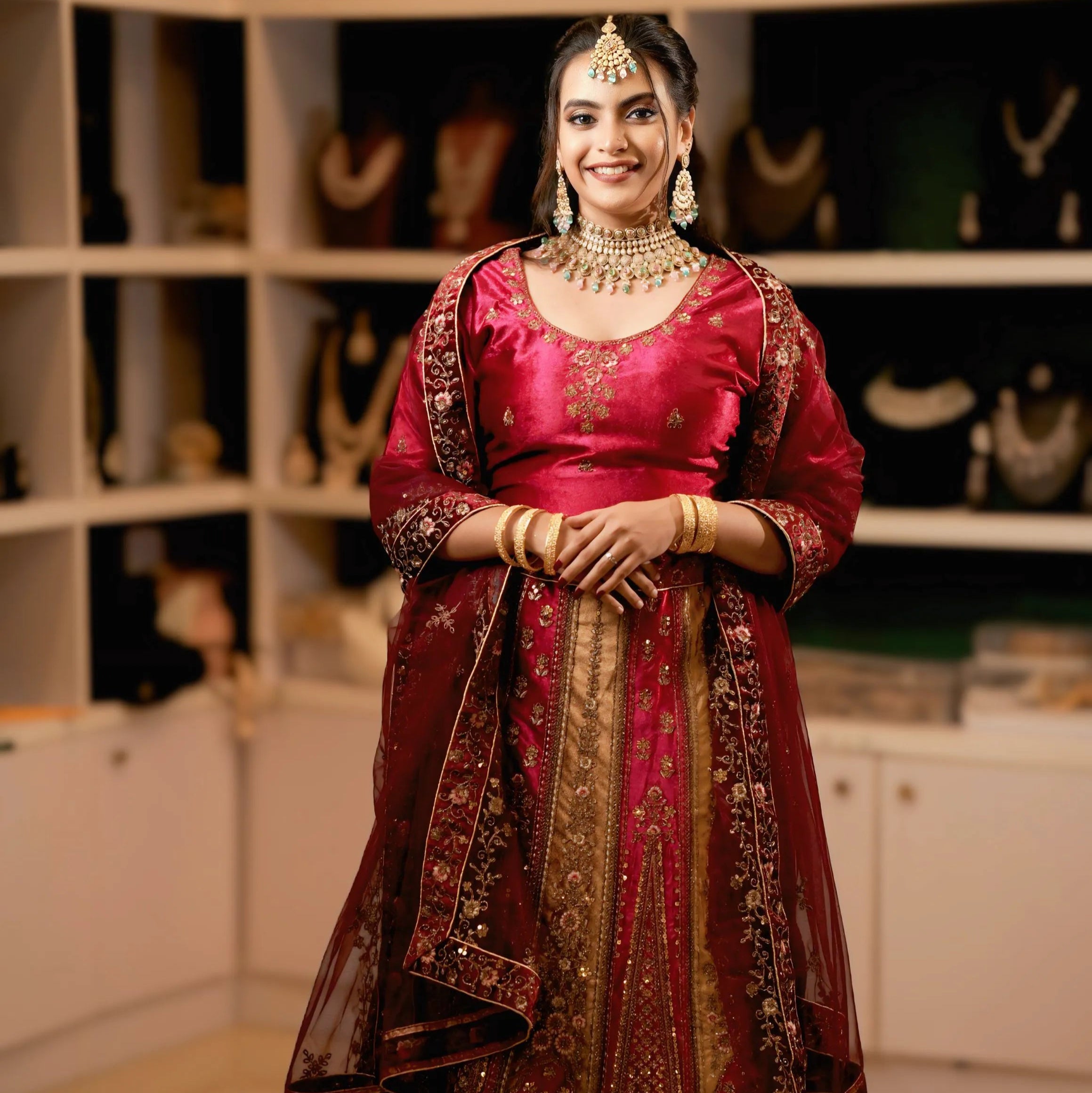 Deep Red Bridal Lehenga