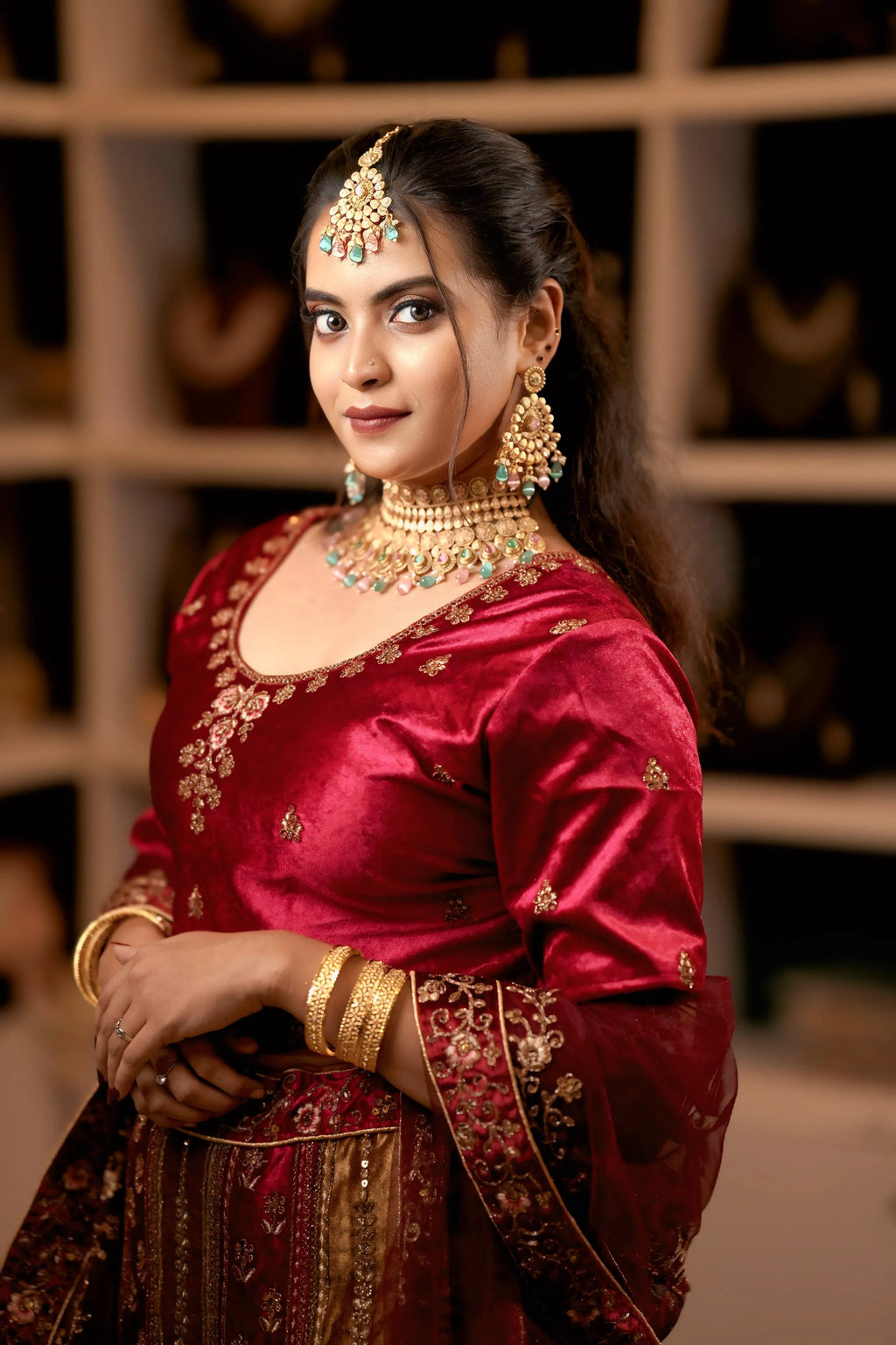Deep Red Bridal Lehenga
