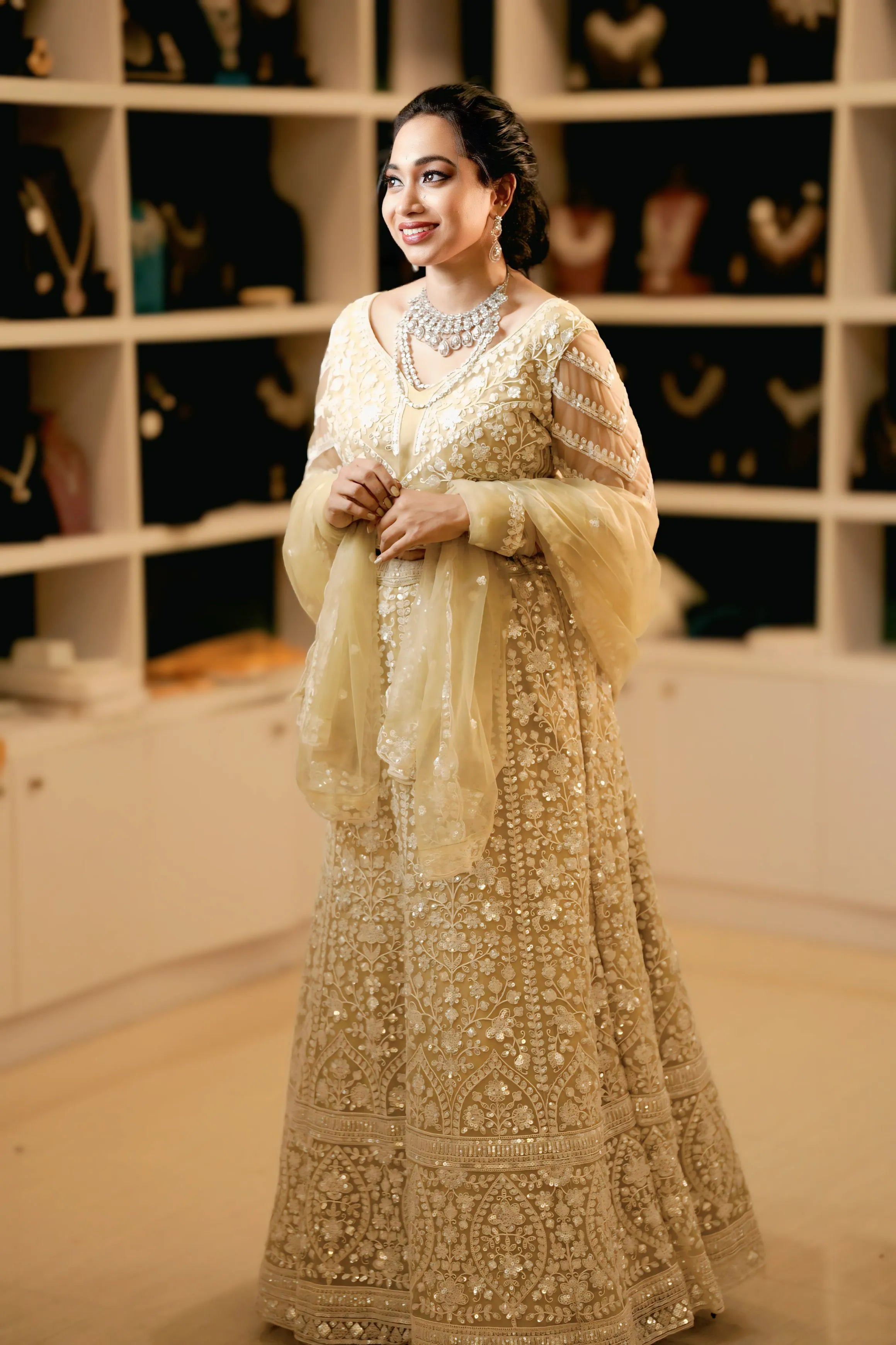 Ivory Embroidered Designer Lehenga