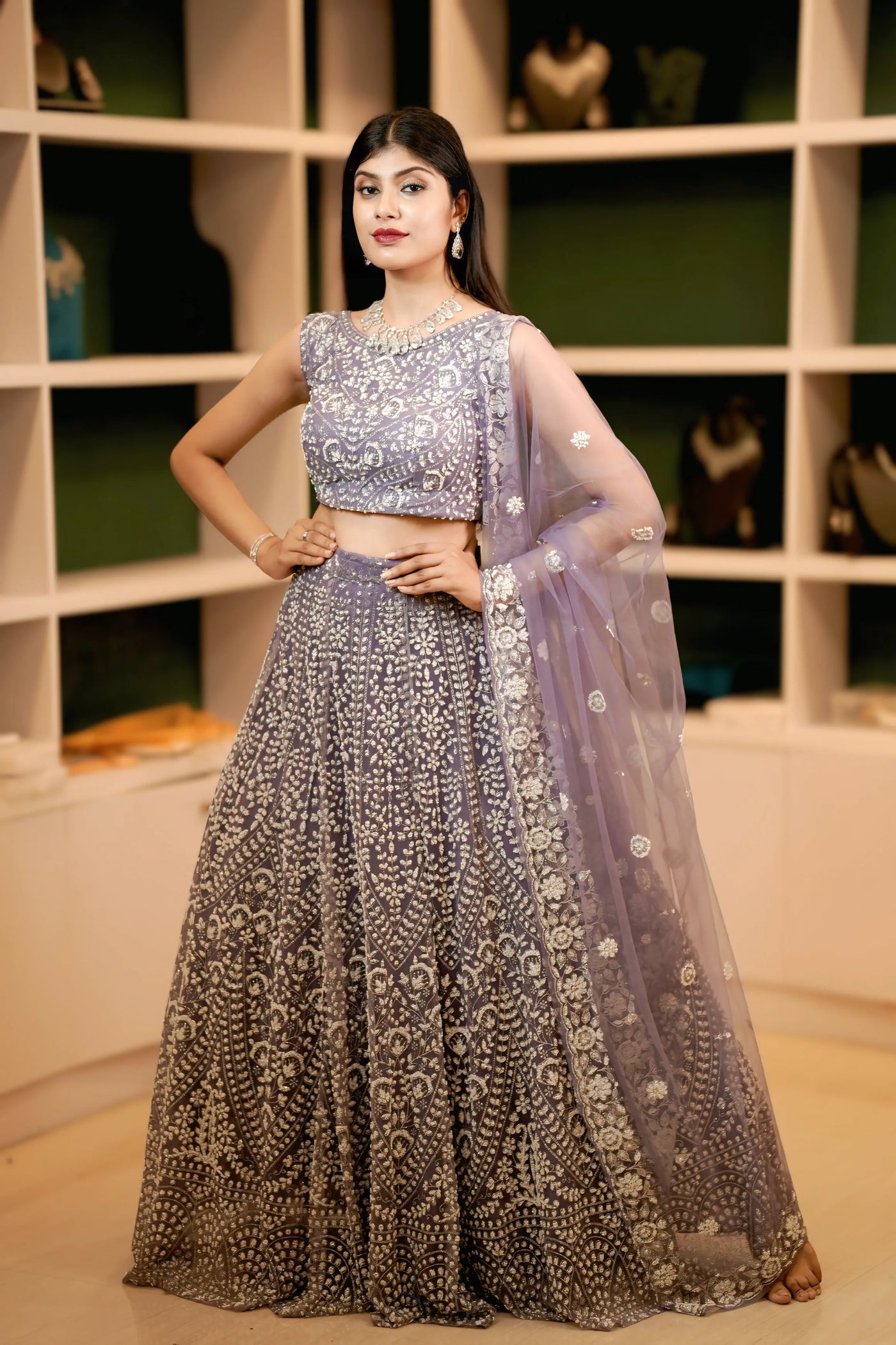 Lavender Bridal Lehenga