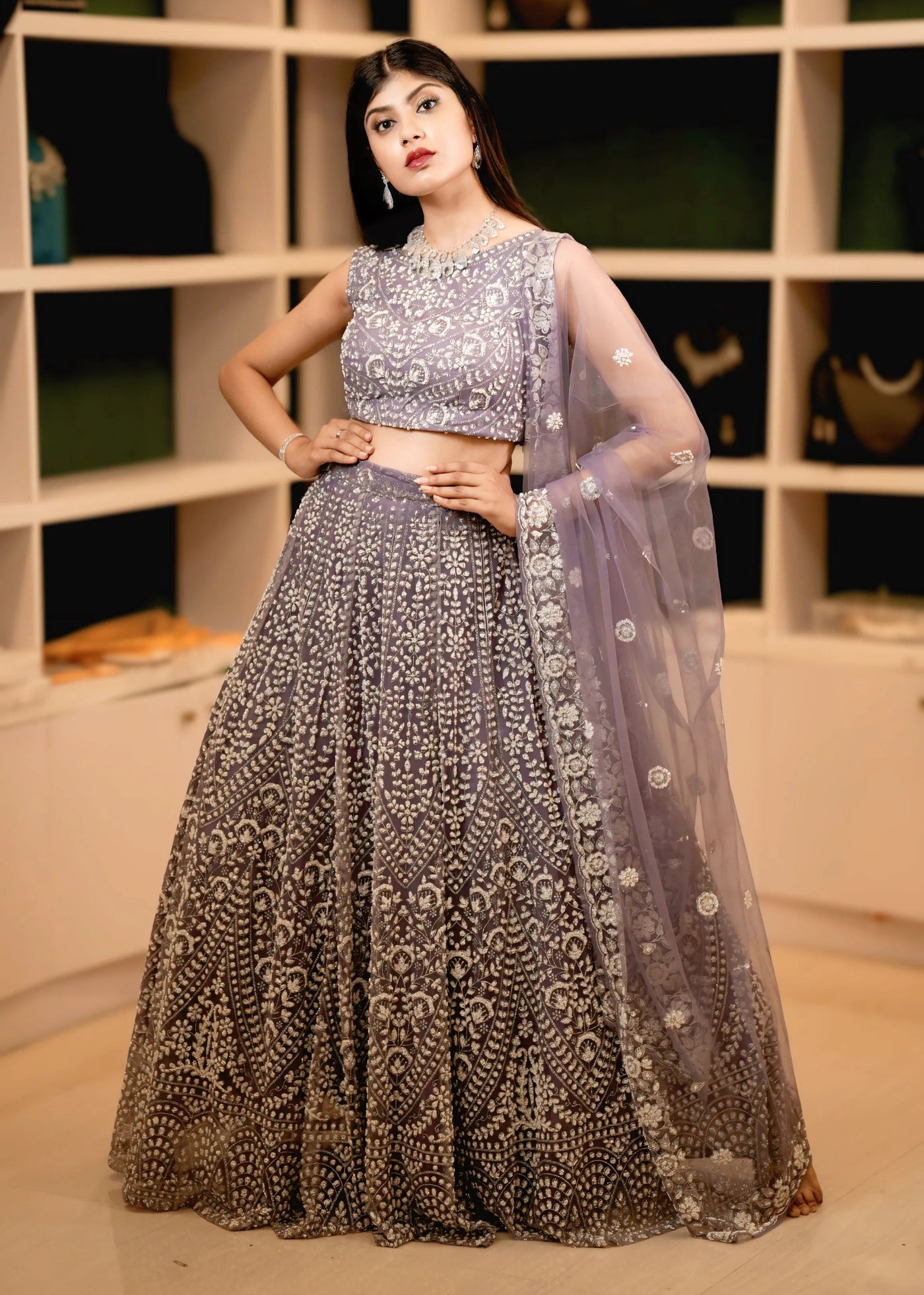 Lavender Bridal Lehenga