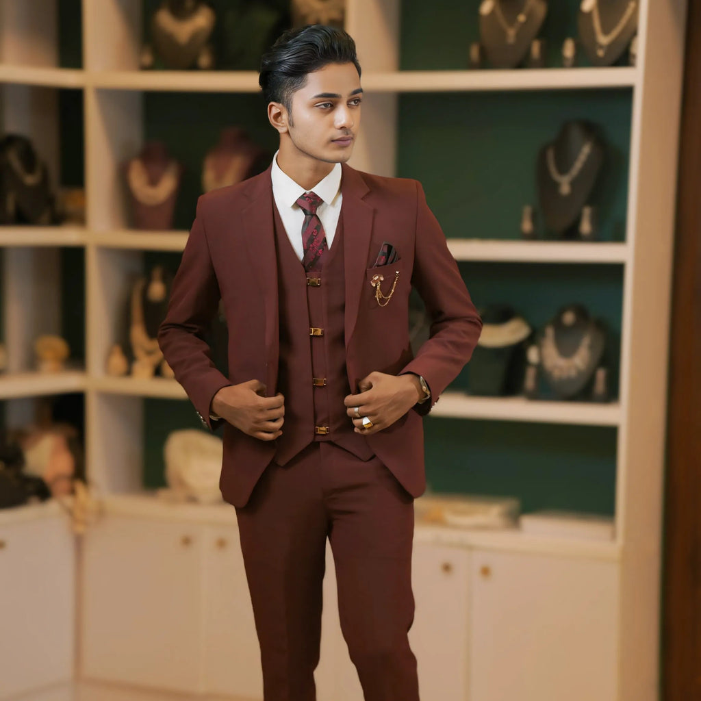 Maroon Three-Piece Suit