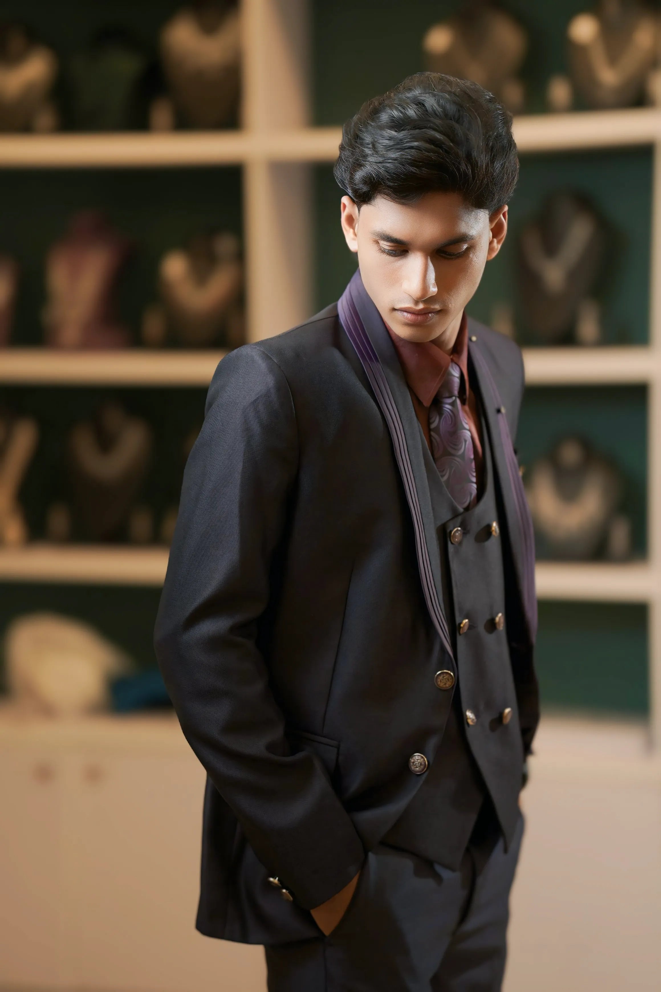 Dark Wine Three-Piece Suit