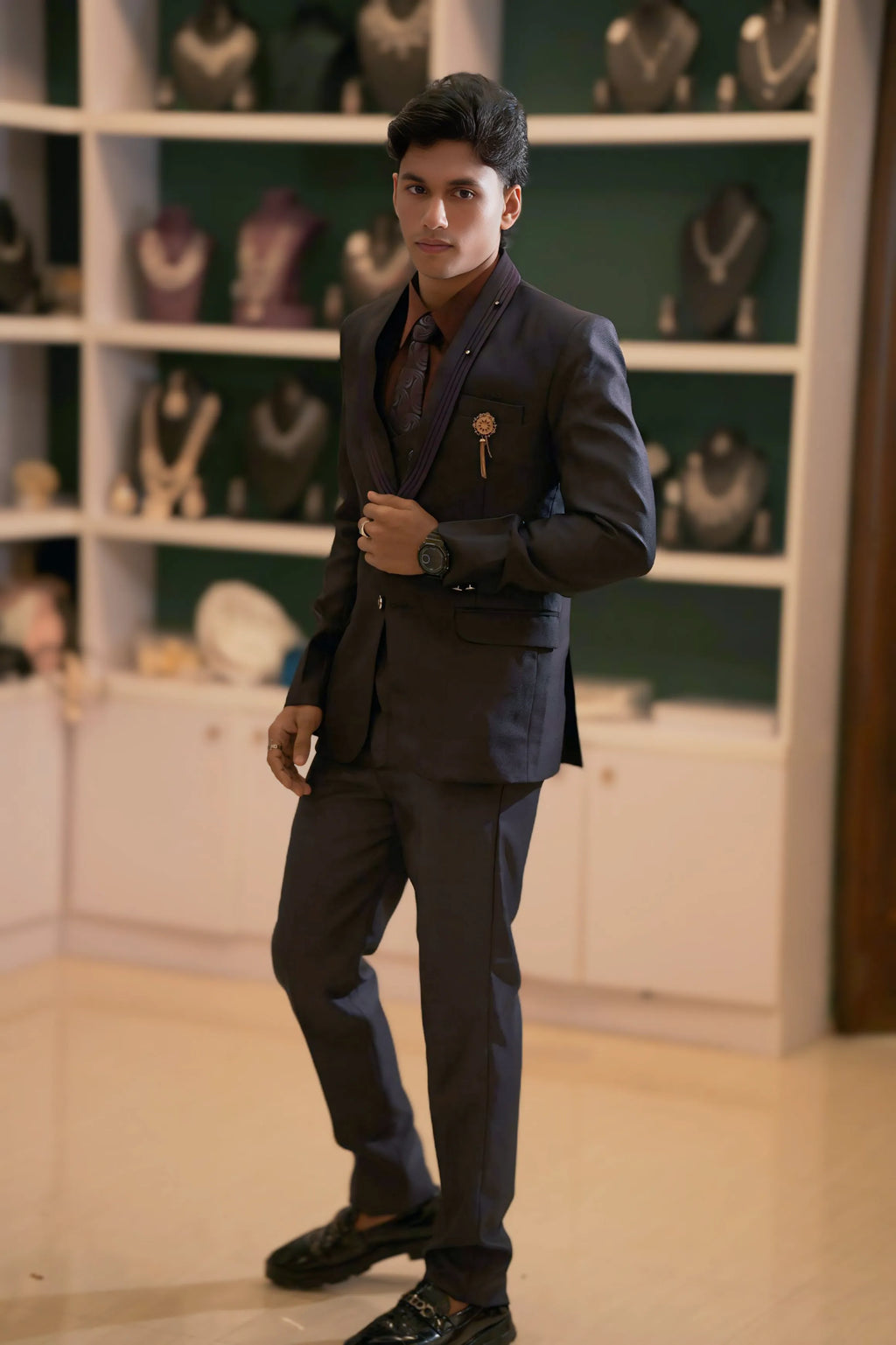 Dark Wine Three-Piece Suit
