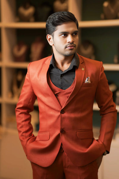 Rust Orange Three-Piece Suit