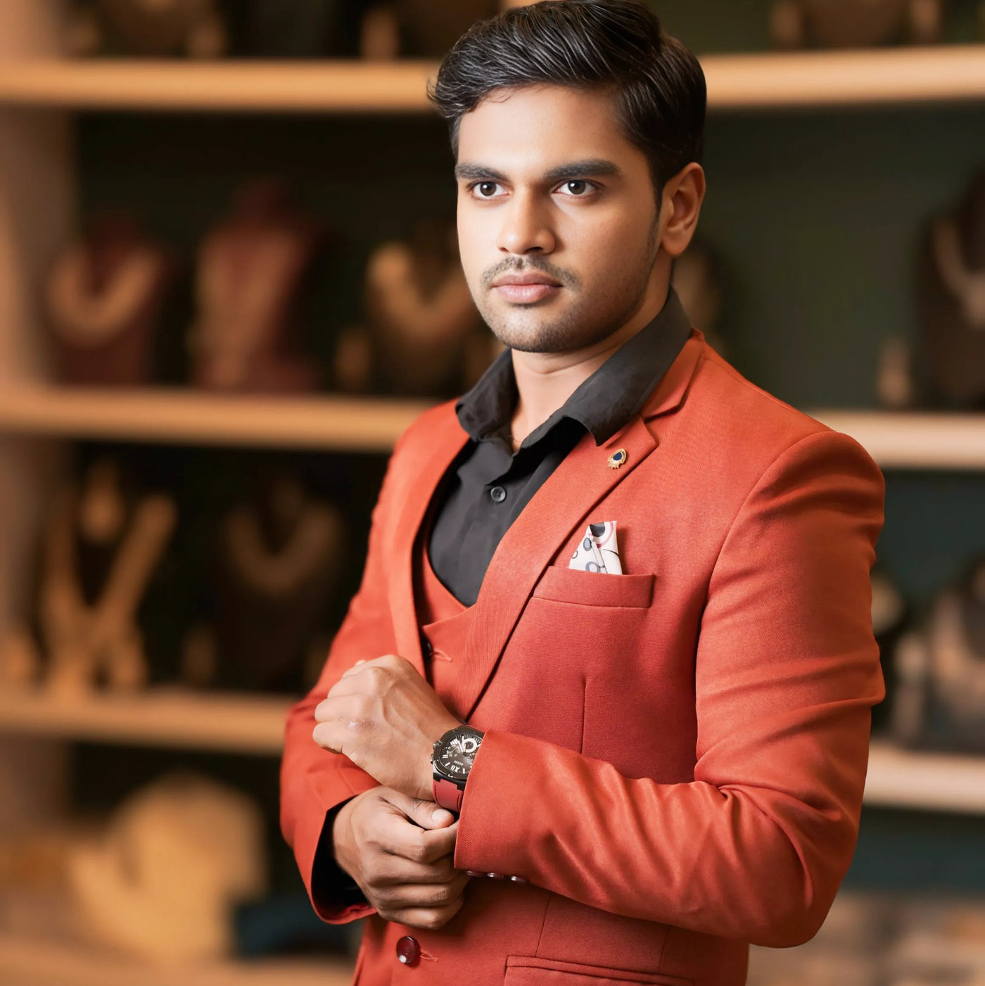 Rust Orange Three-Piece Suit