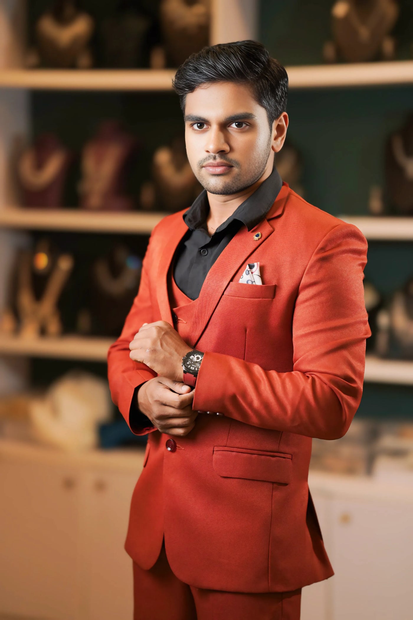 Rust Orange Three-Piece Suit