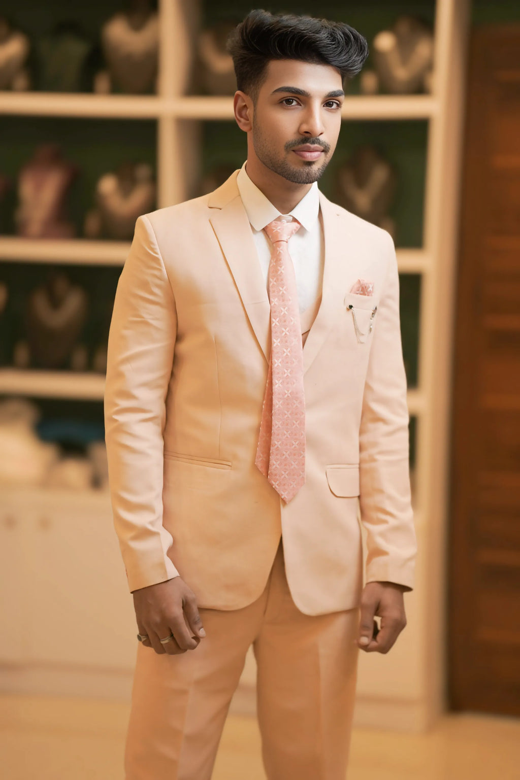 Boy wearing Peach Pastel Suit for wedding party