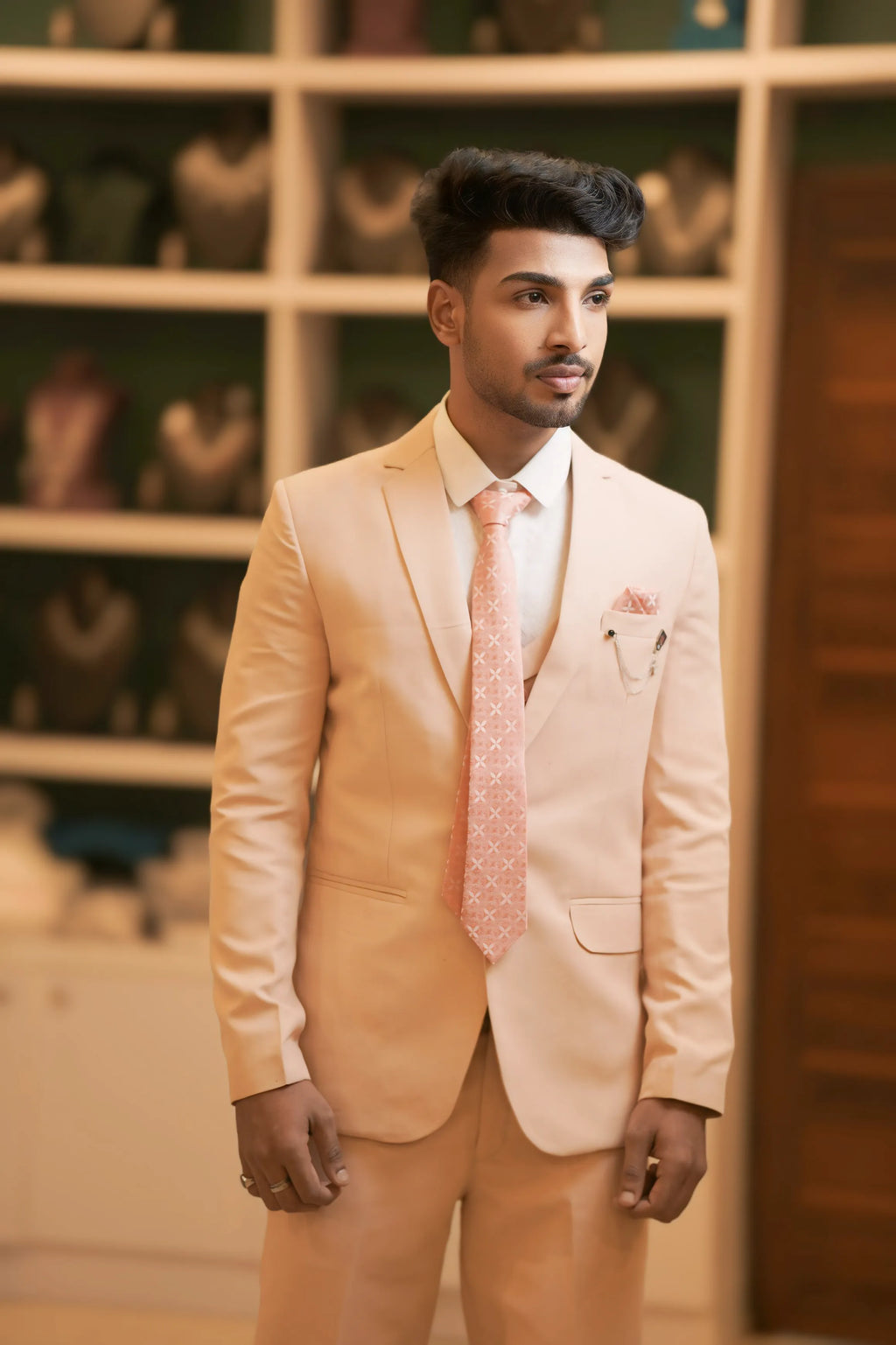 Boy wearing Peach Pastel Suit for wedding party