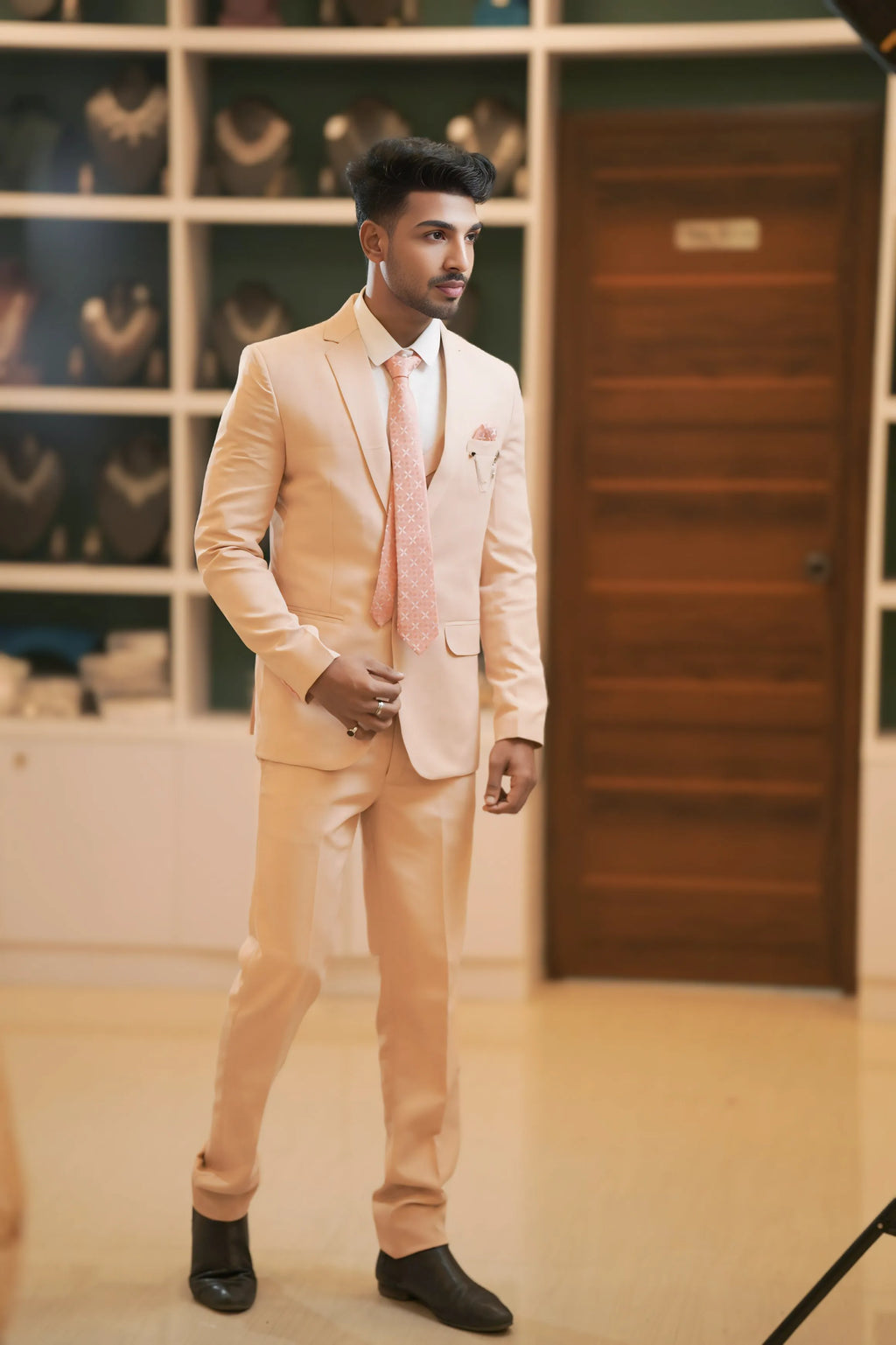 Boy wearing Peach Pastel Suit for wedding party