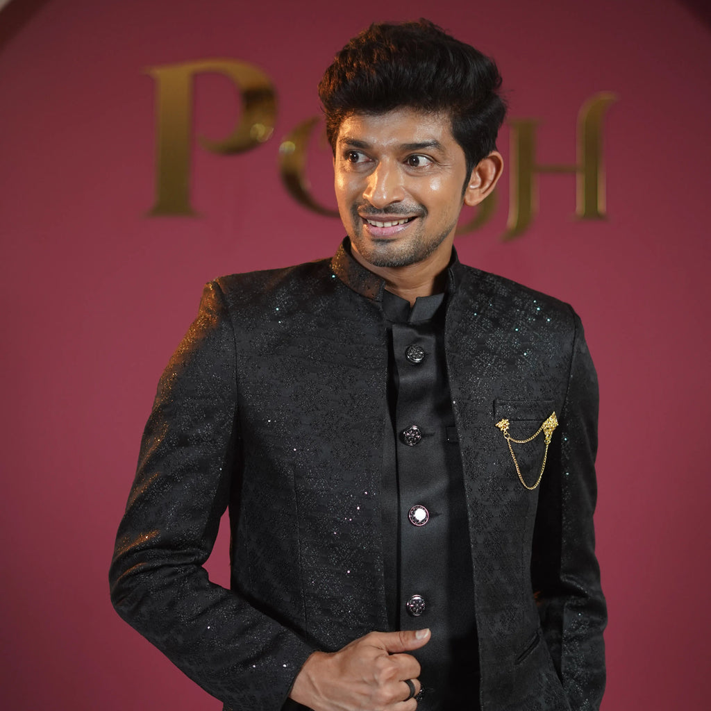 Premium Black Designer Jodhpuri Suit