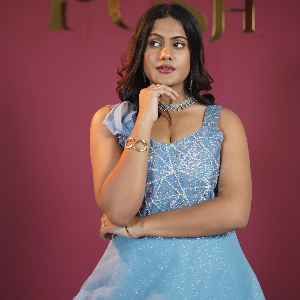 Sky Blue Designer Party Gown