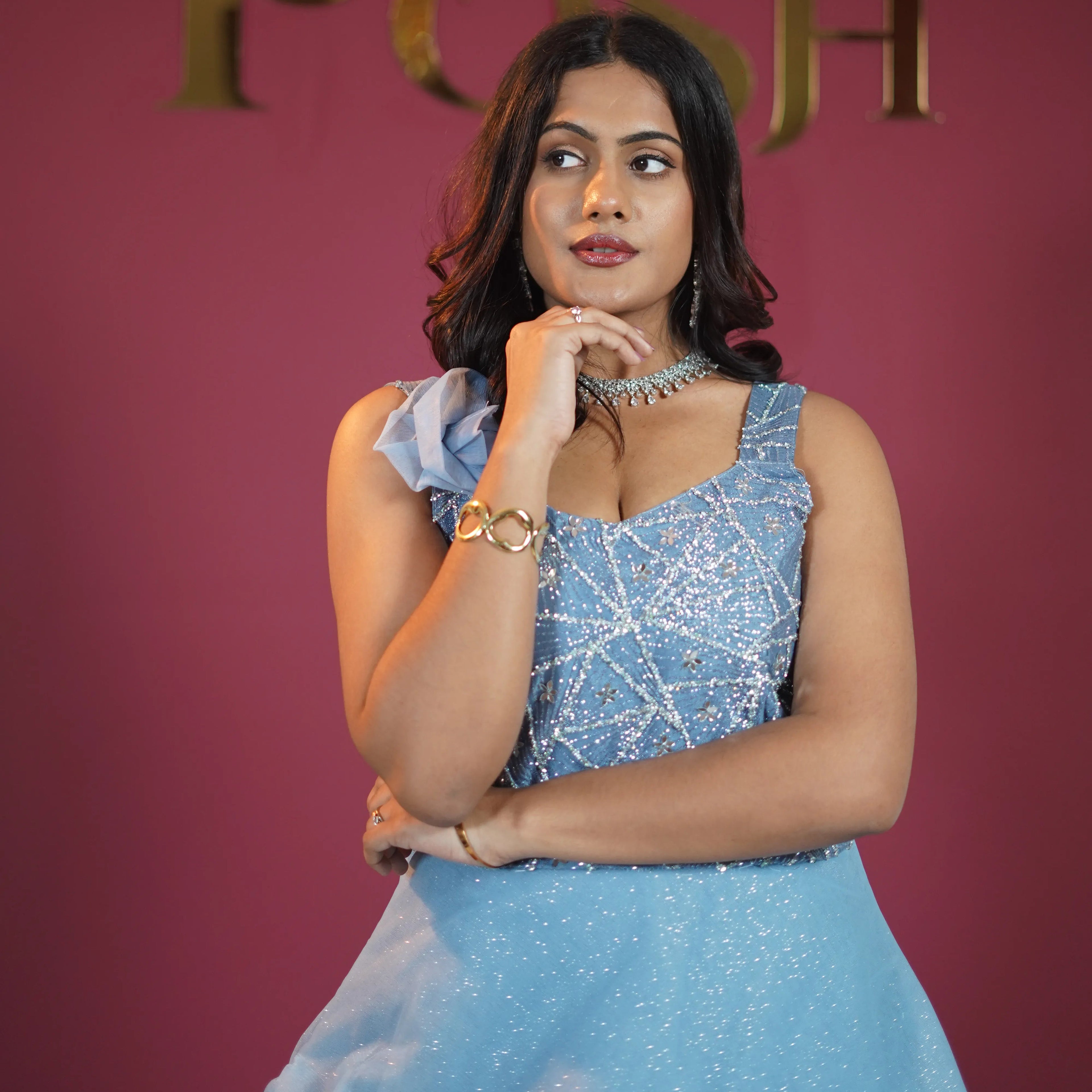 Sky Blue Designer Party Gown