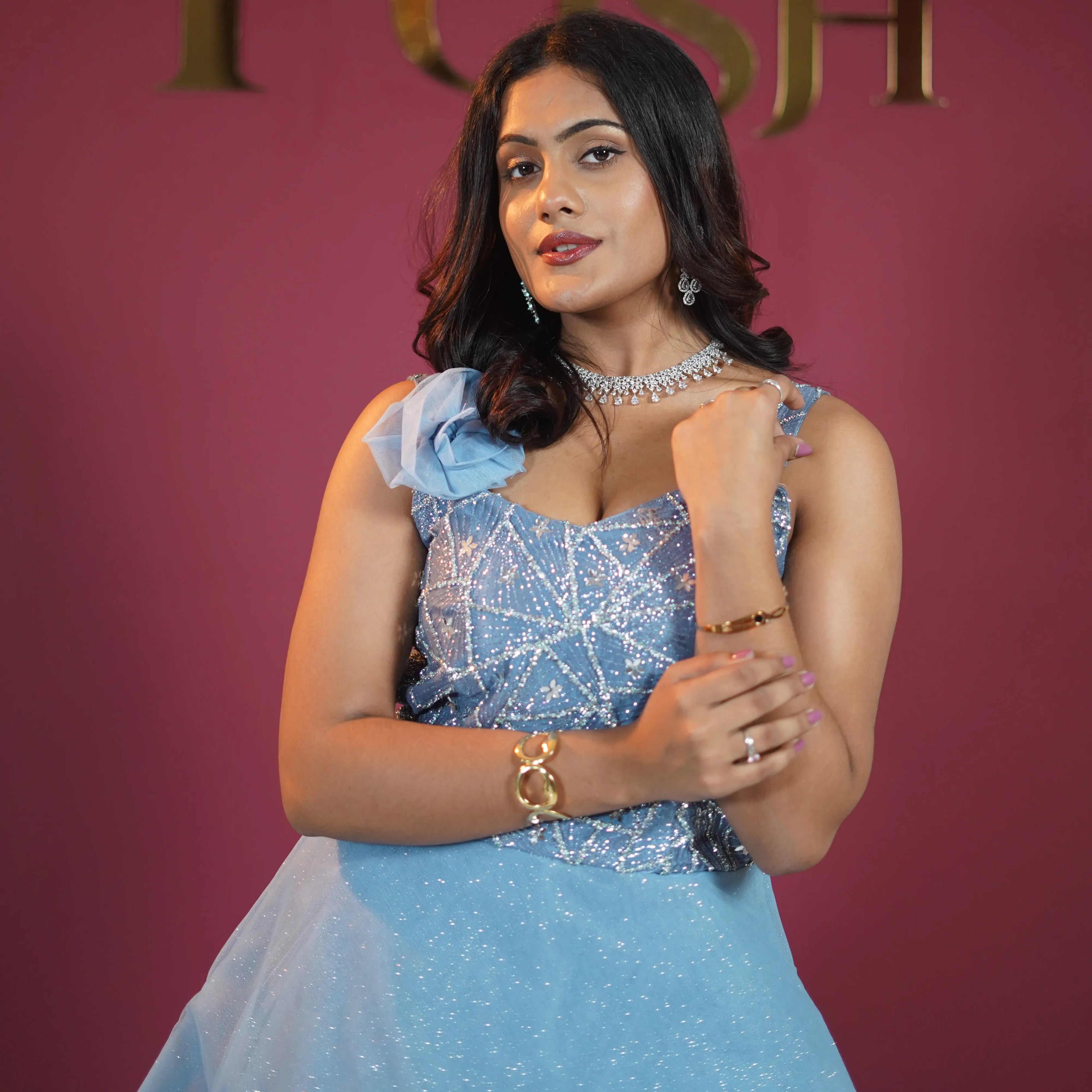 Sky Blue Designer Party Gown