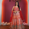 royal red embroidered designer lehenga with dupatta available at Posh Wedding Rental Kerala lehenga rental