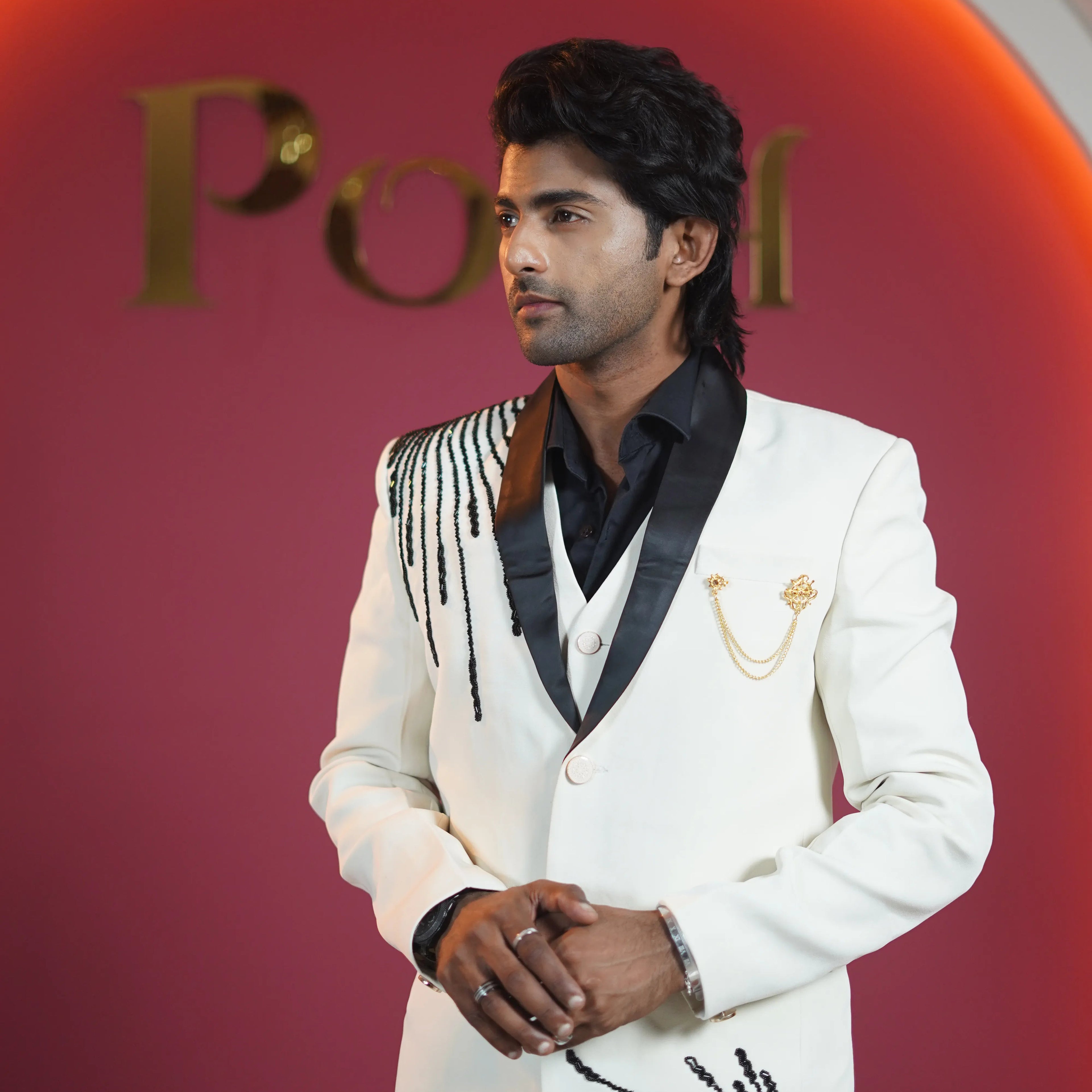 White Designer Tuxedo Suit