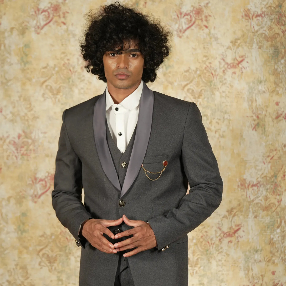 Black groom tuxedo for wedding reception