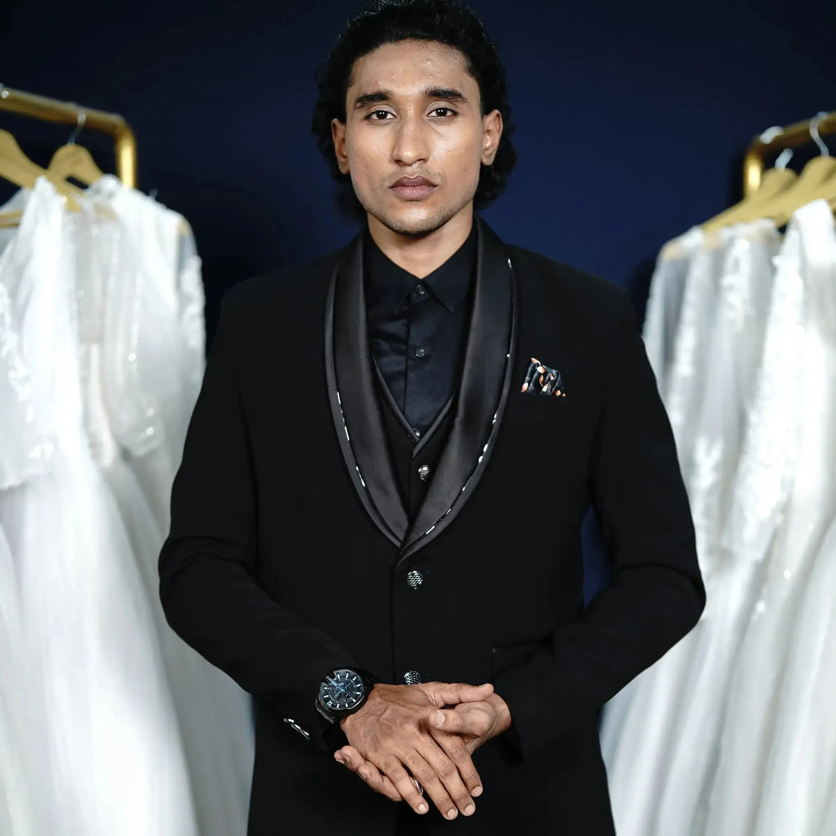 Black wedding suit for men with tailored fit