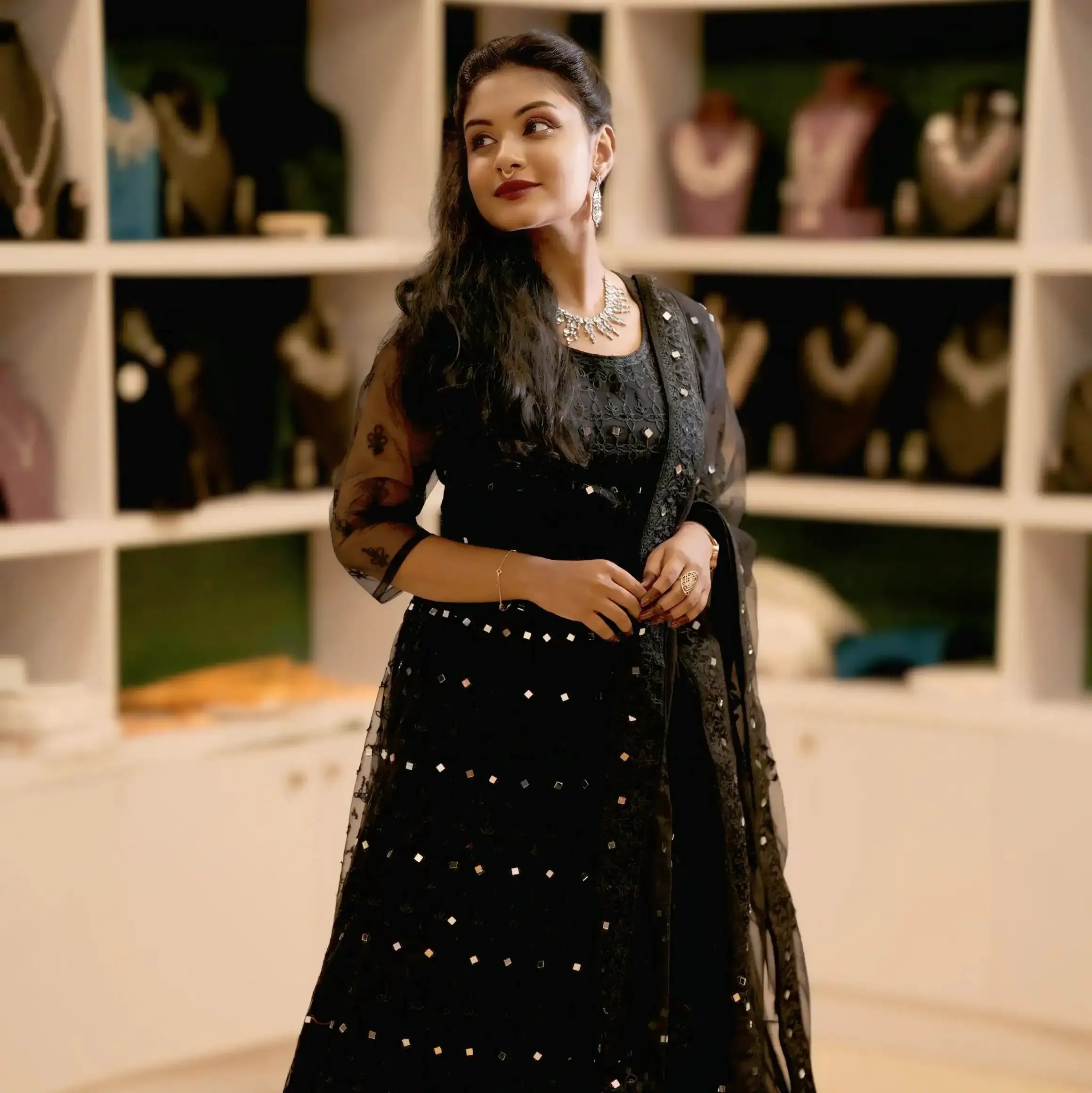 designer black lehenga wedding clothes rental kerala
