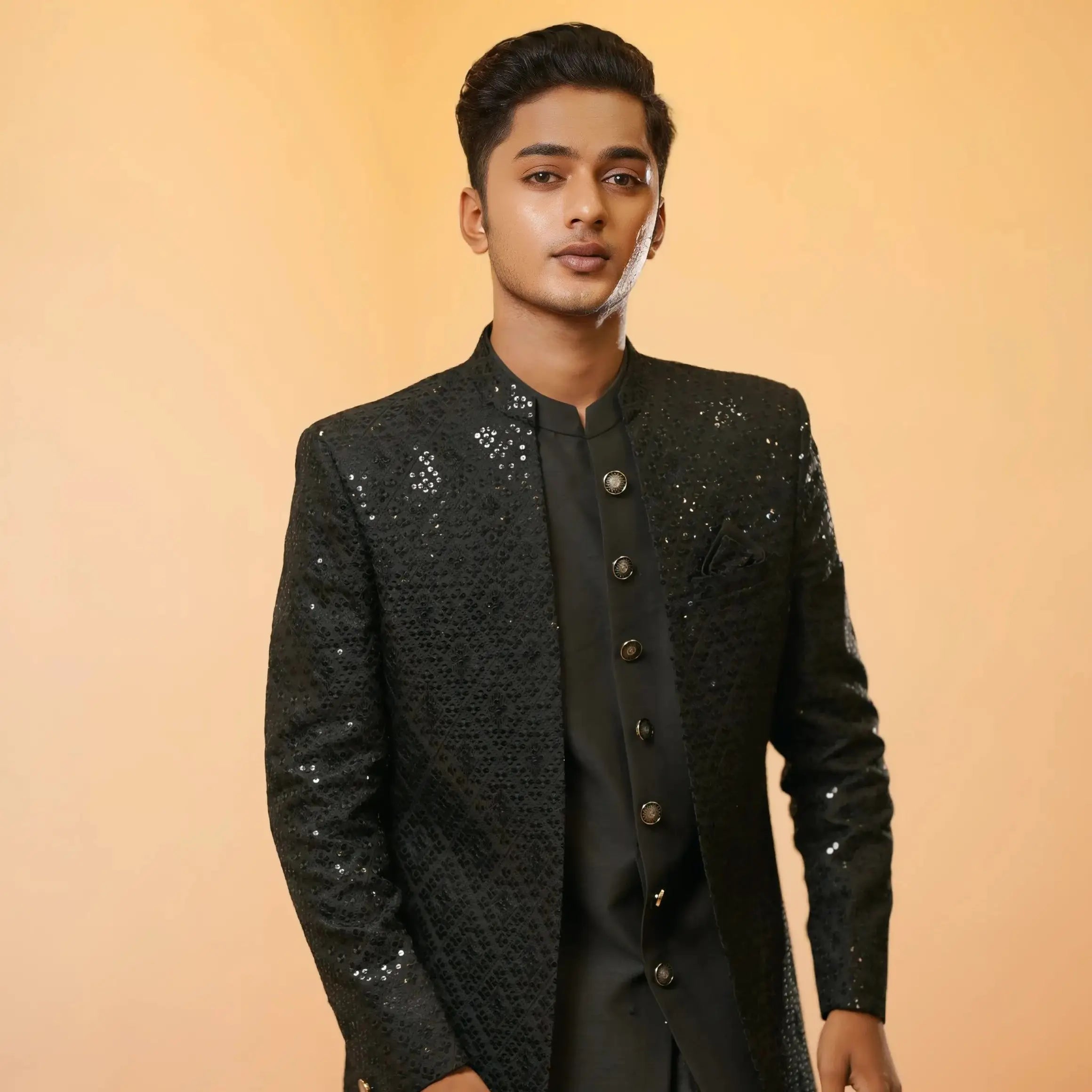 black indo western sherwani for groom rental kerala wedding sherwani men