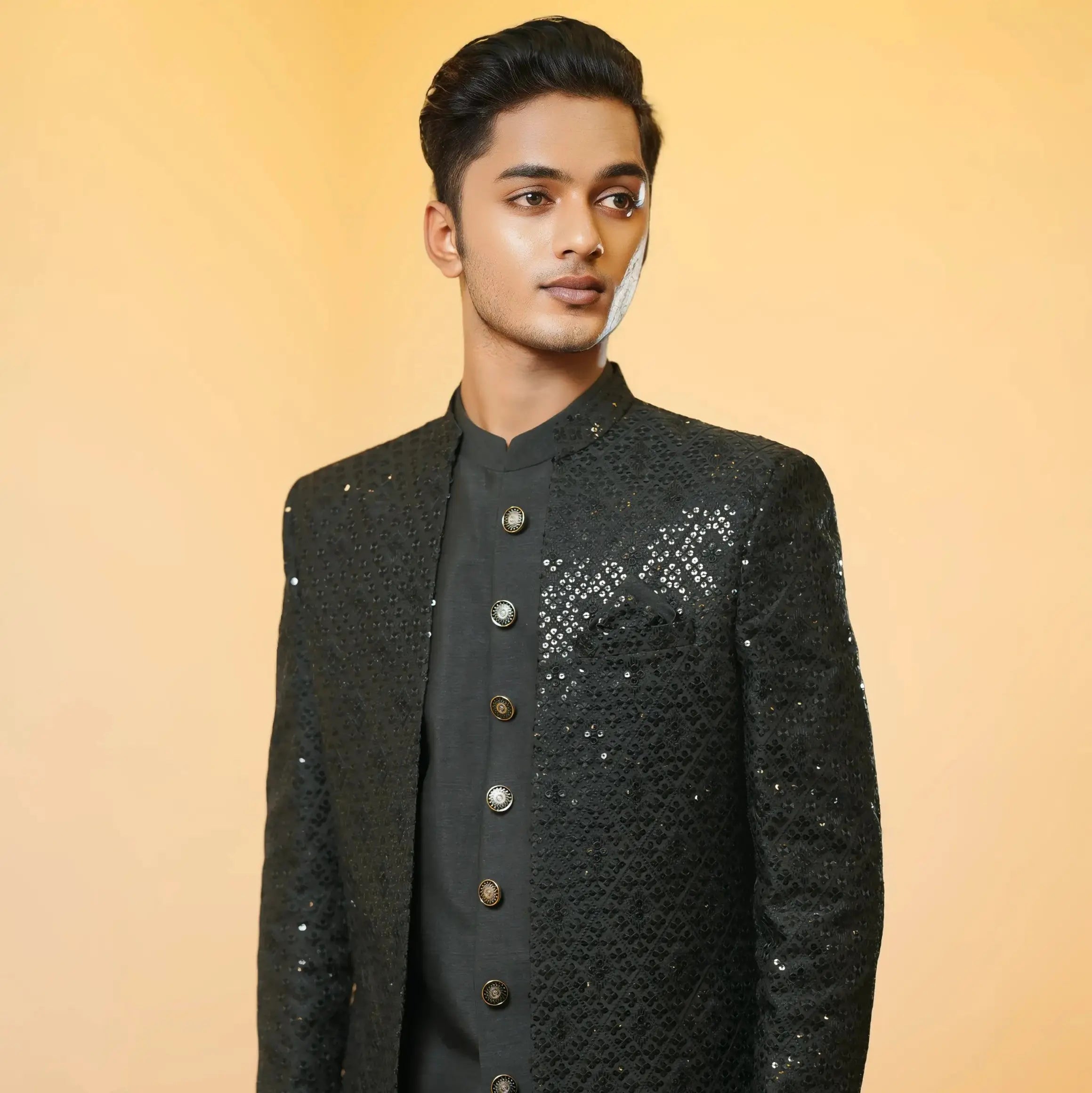 Black Indo Western Sherwani Rental Kerala