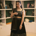 black sequin crop top lehenga for party and wedding rental kerala