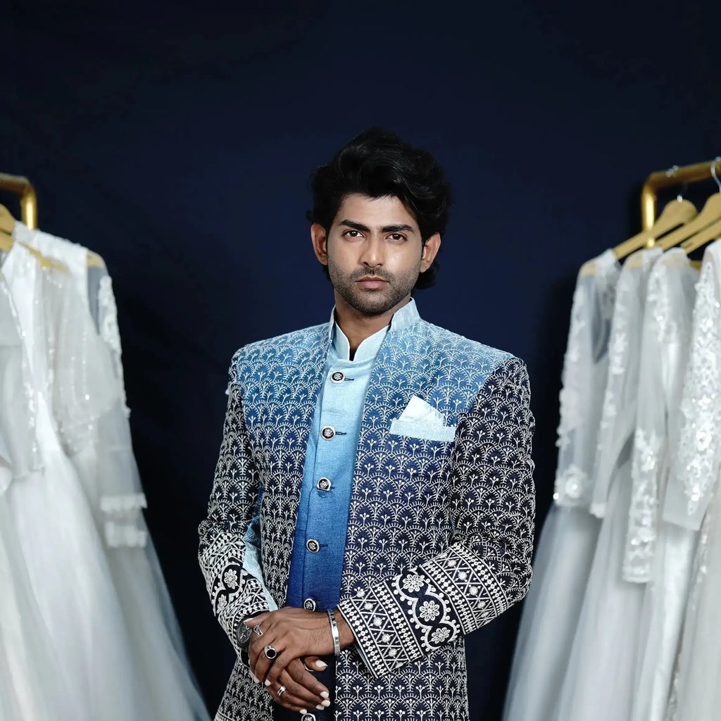 designer indo western wedding outfit rentals kerala