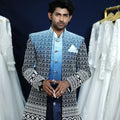 blue violet indo western wedding dress rental kerala