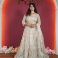 champagne gold embroidered designer lehenga with dupatta available at Posh Wedding Rental Kerala lehenga rental