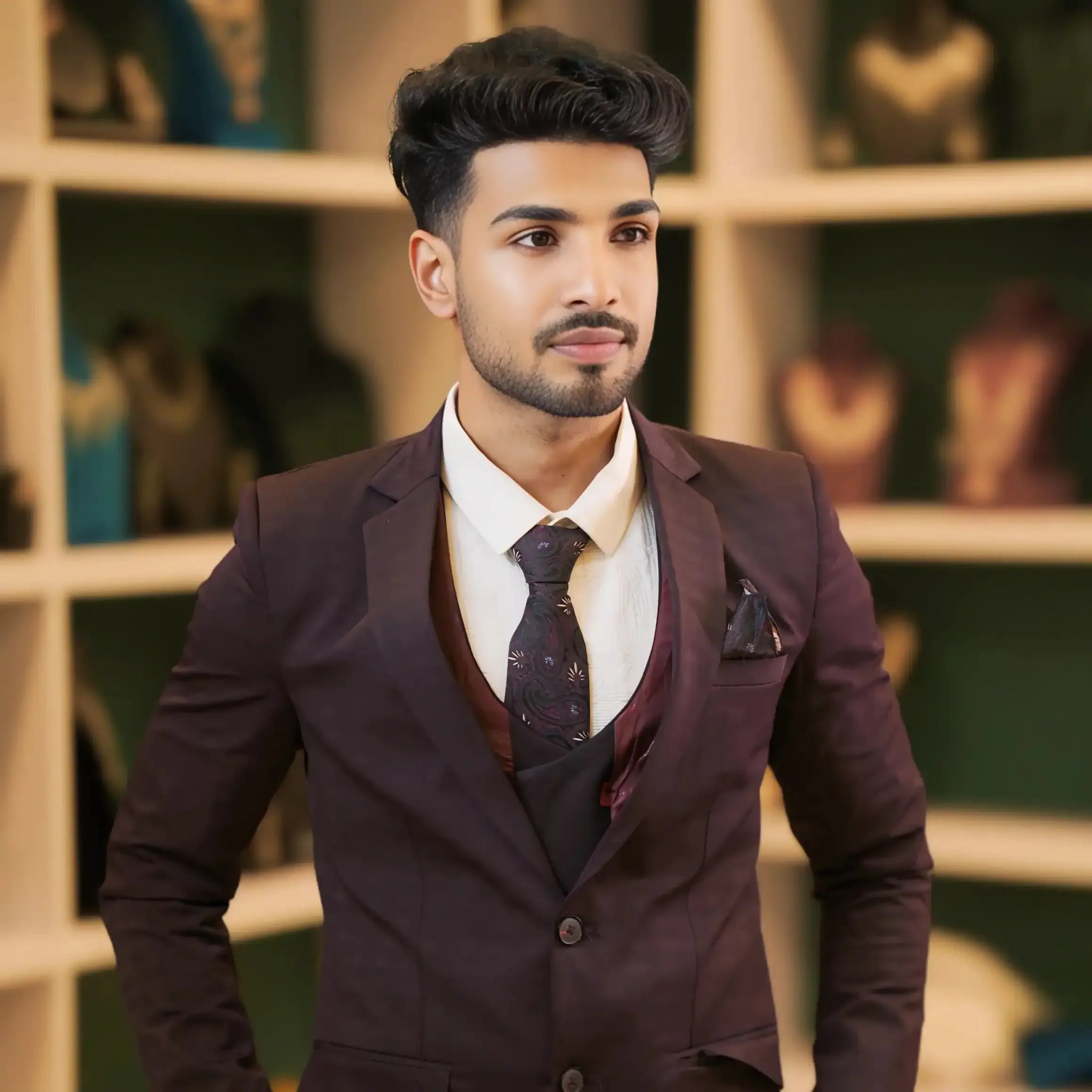 premium brown formal suit for men
