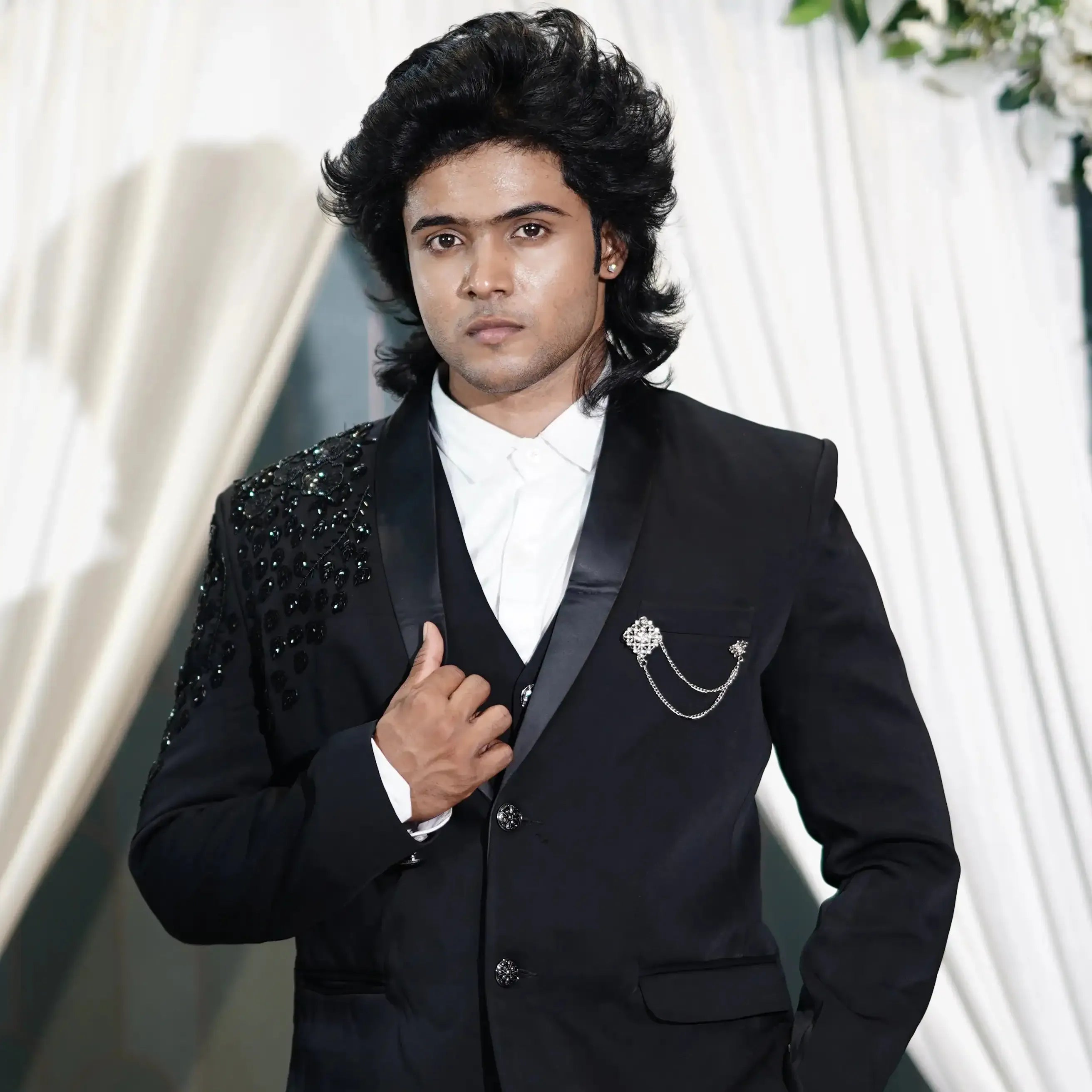 classic black designer tuxedo suit rental kerala