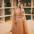 copper peach lehenga wedding dress rental kerala engagement