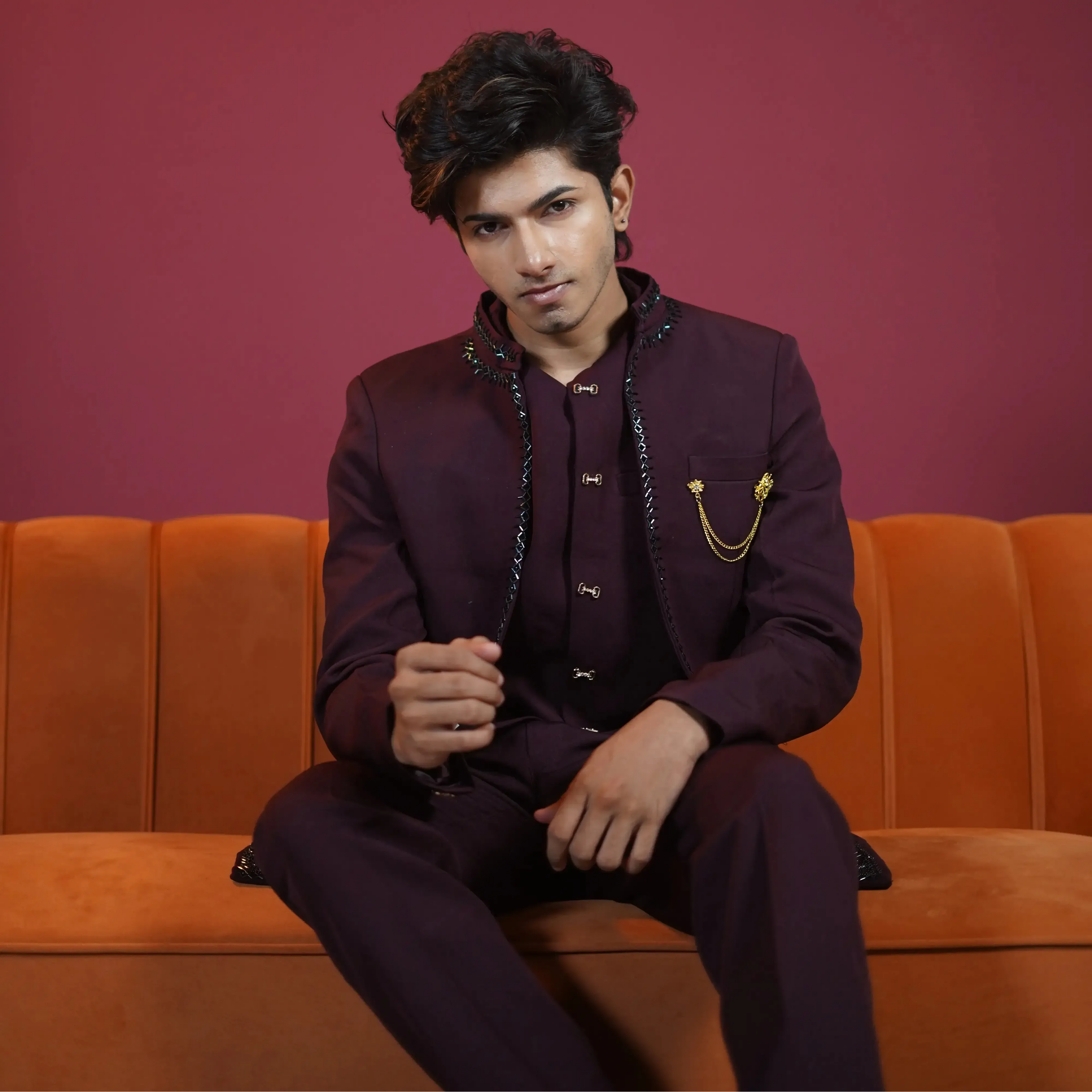 Deep Wine Jodhpuri Suit Rental in Kerala Groom – Posh Wedding Rental Deep Wine Jodhpuri Suit Rental in Kerala Groom – Posh Wedding Rental