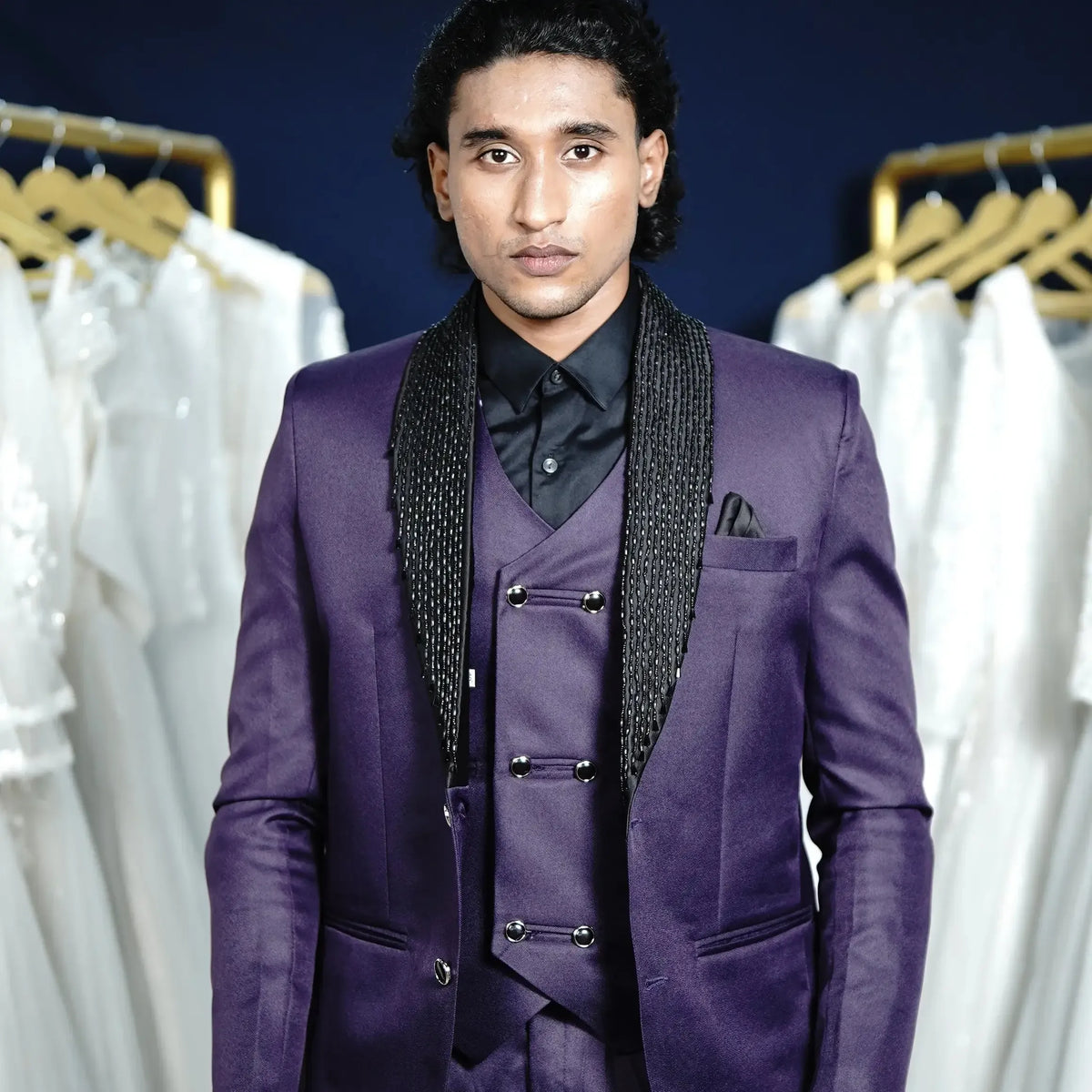 Royal purple designer suit for men