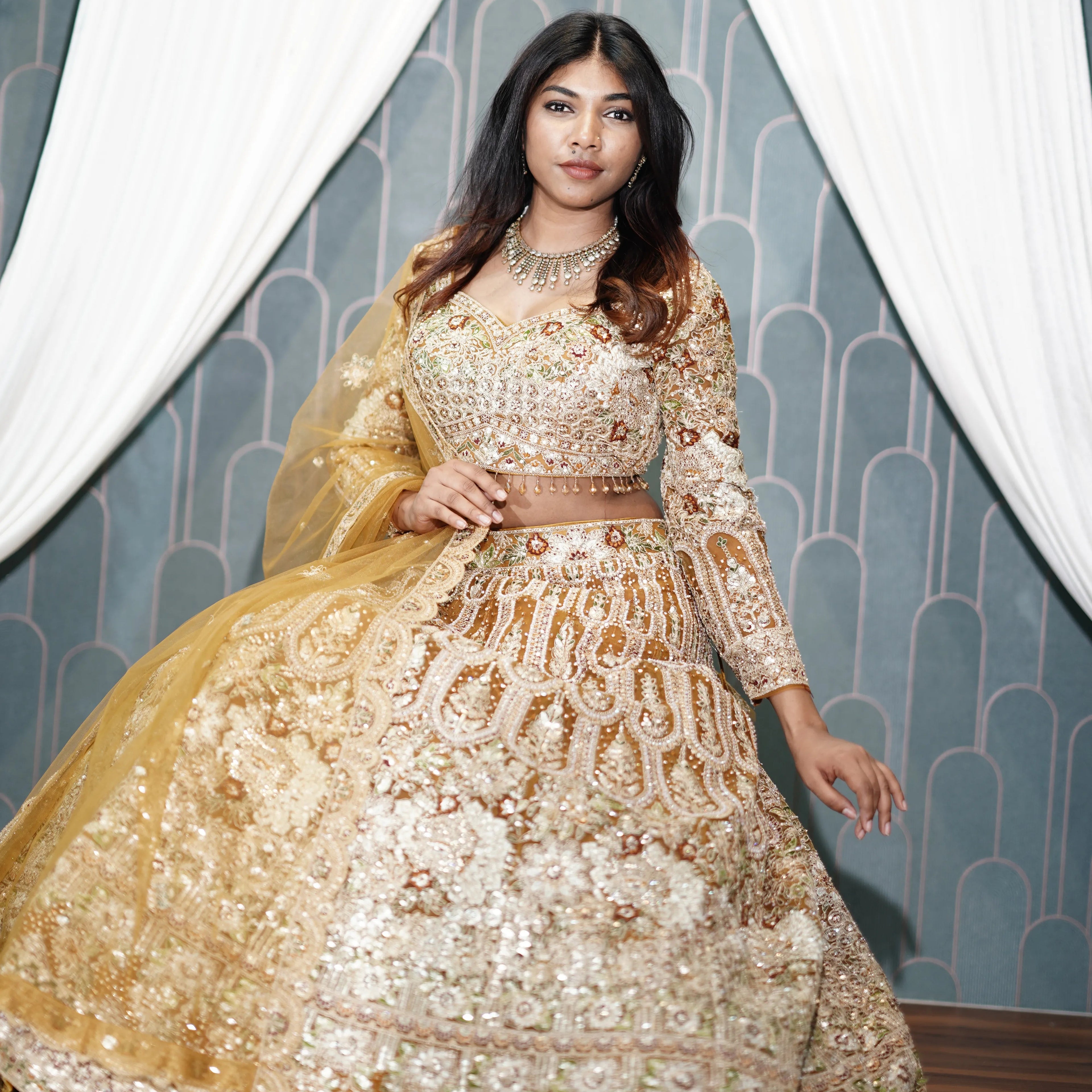 Yellow Designer Bridal Lehenga with Heavy Embroidery