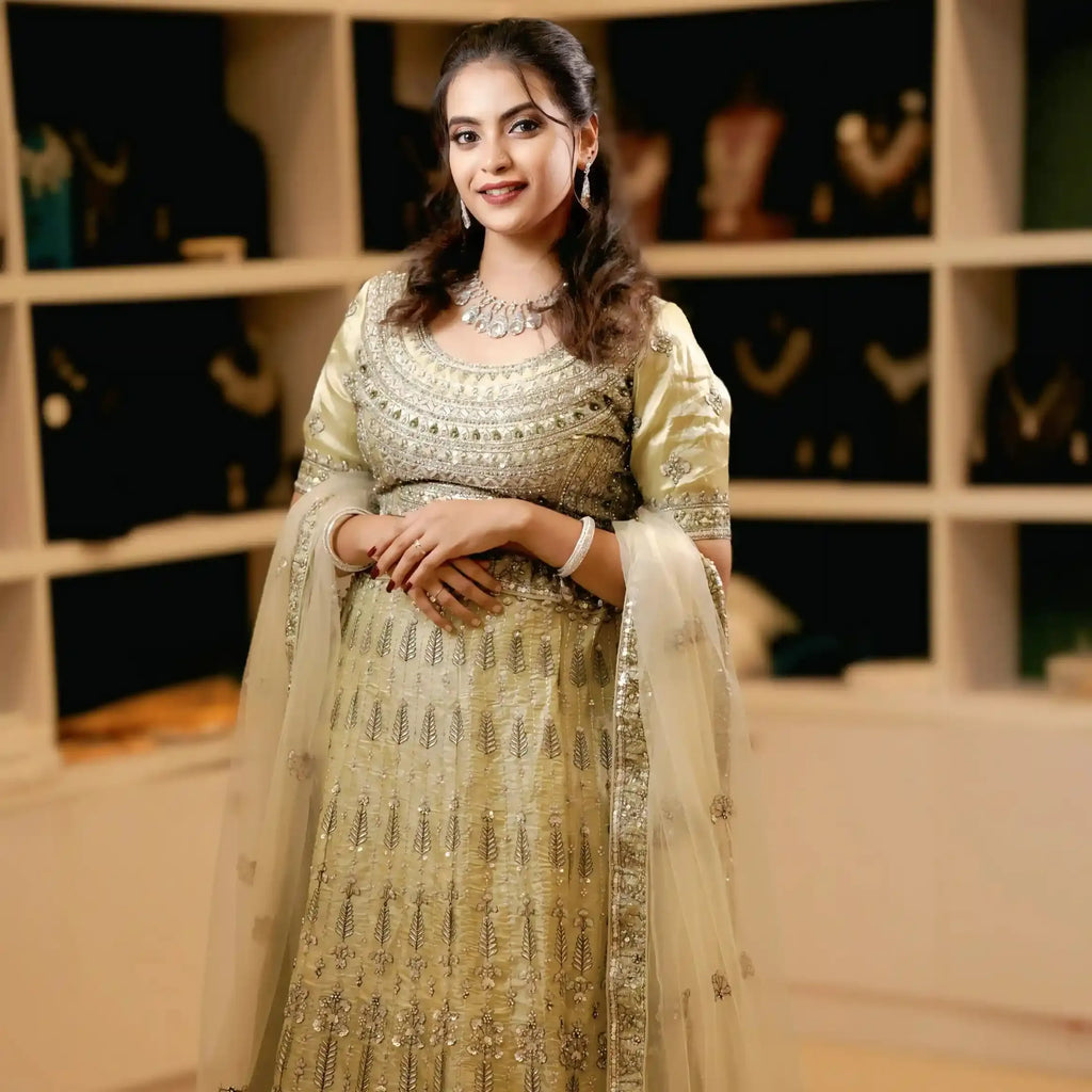 golden lehenga wedding dress rental kerala bridal
