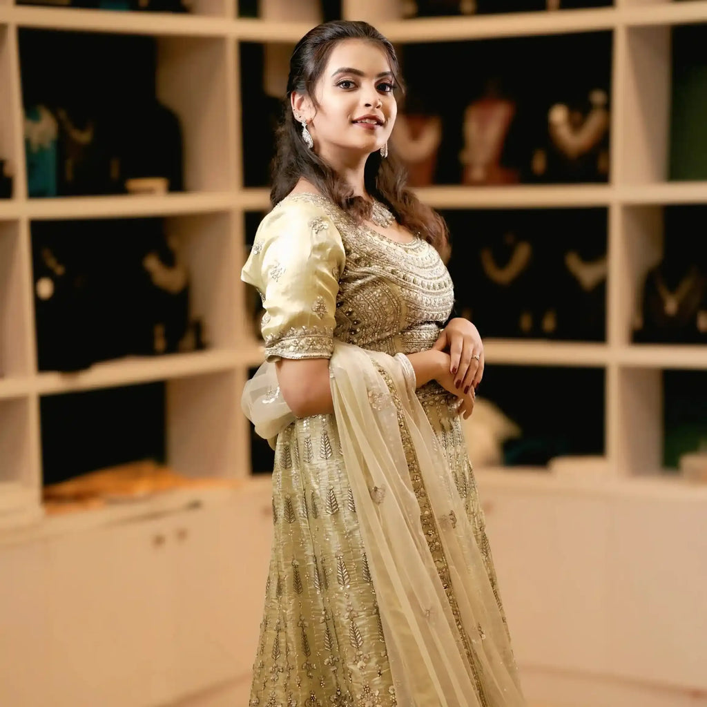 bridal lehenga wedding attire rental kerala gold