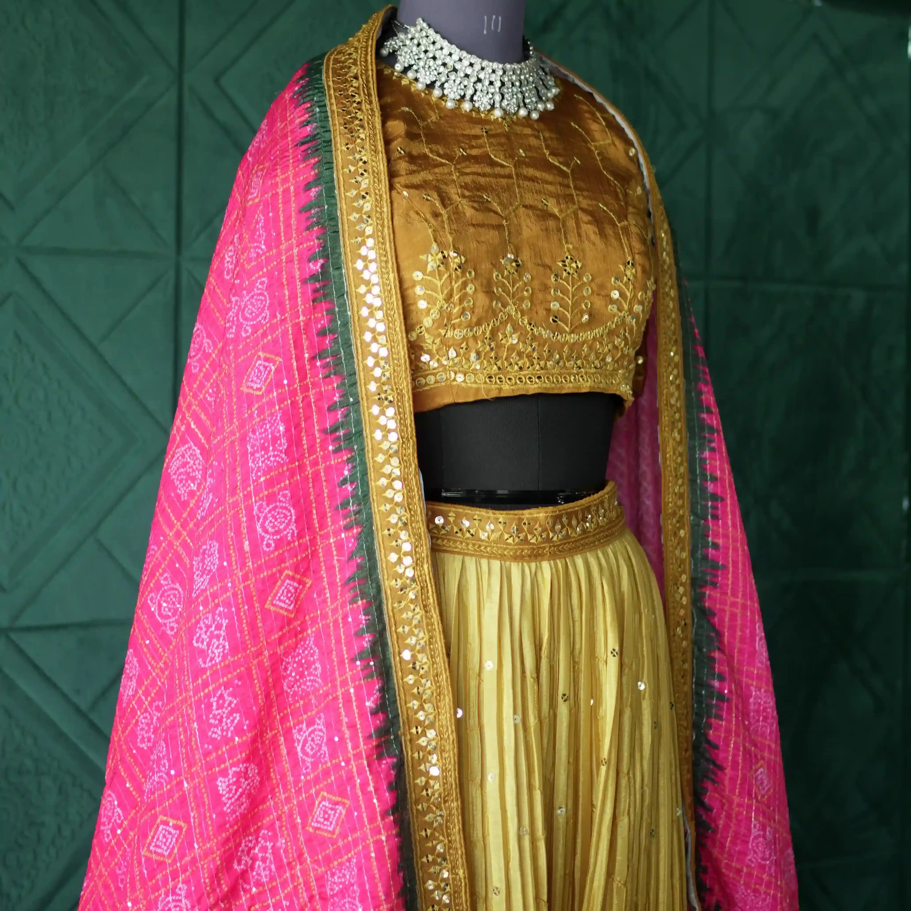 traditional mustard wedding lehenga for brides