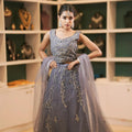 grey lehenga wedding dress rental kerala reception outfit