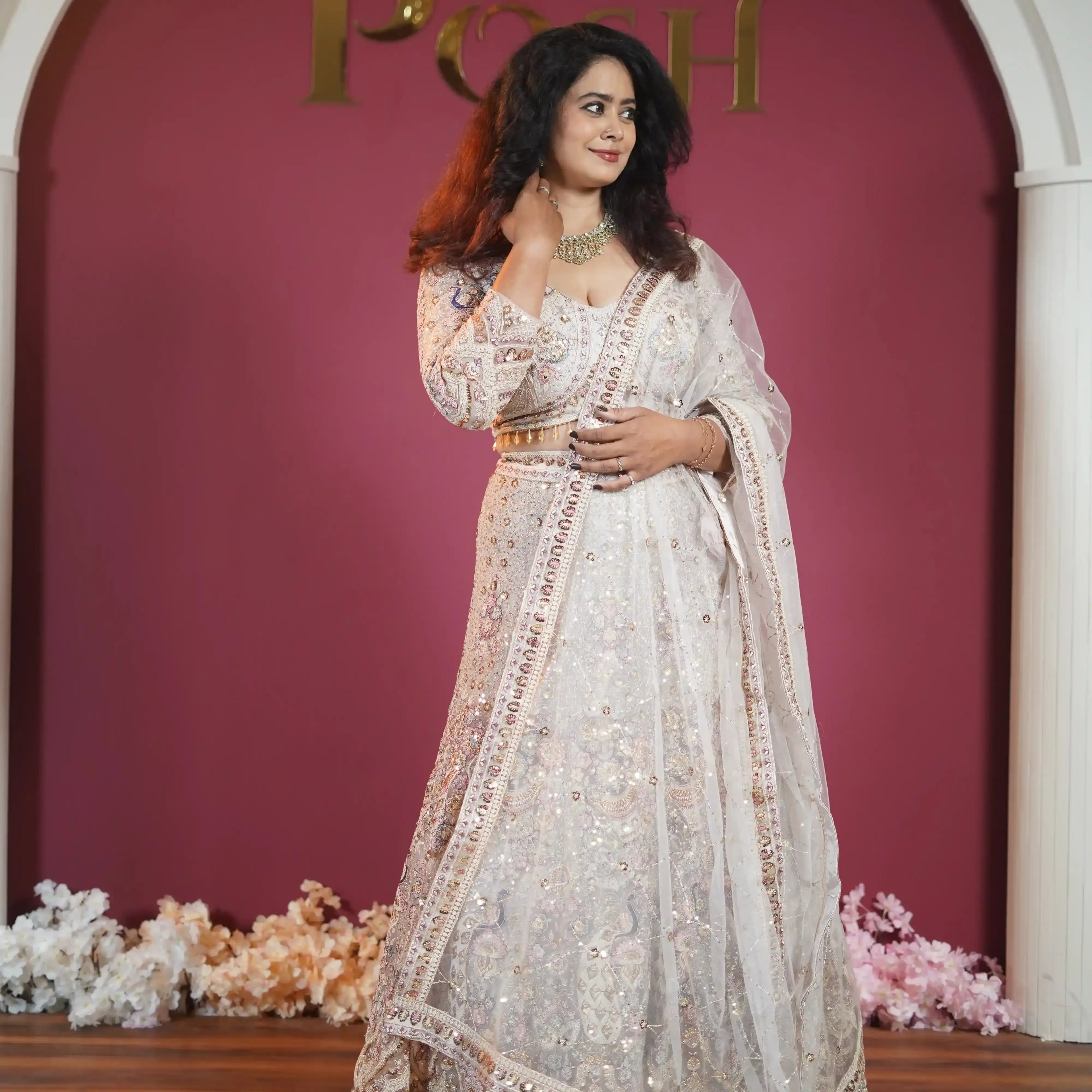 bridal lehenga wedding attire rental kerala off white