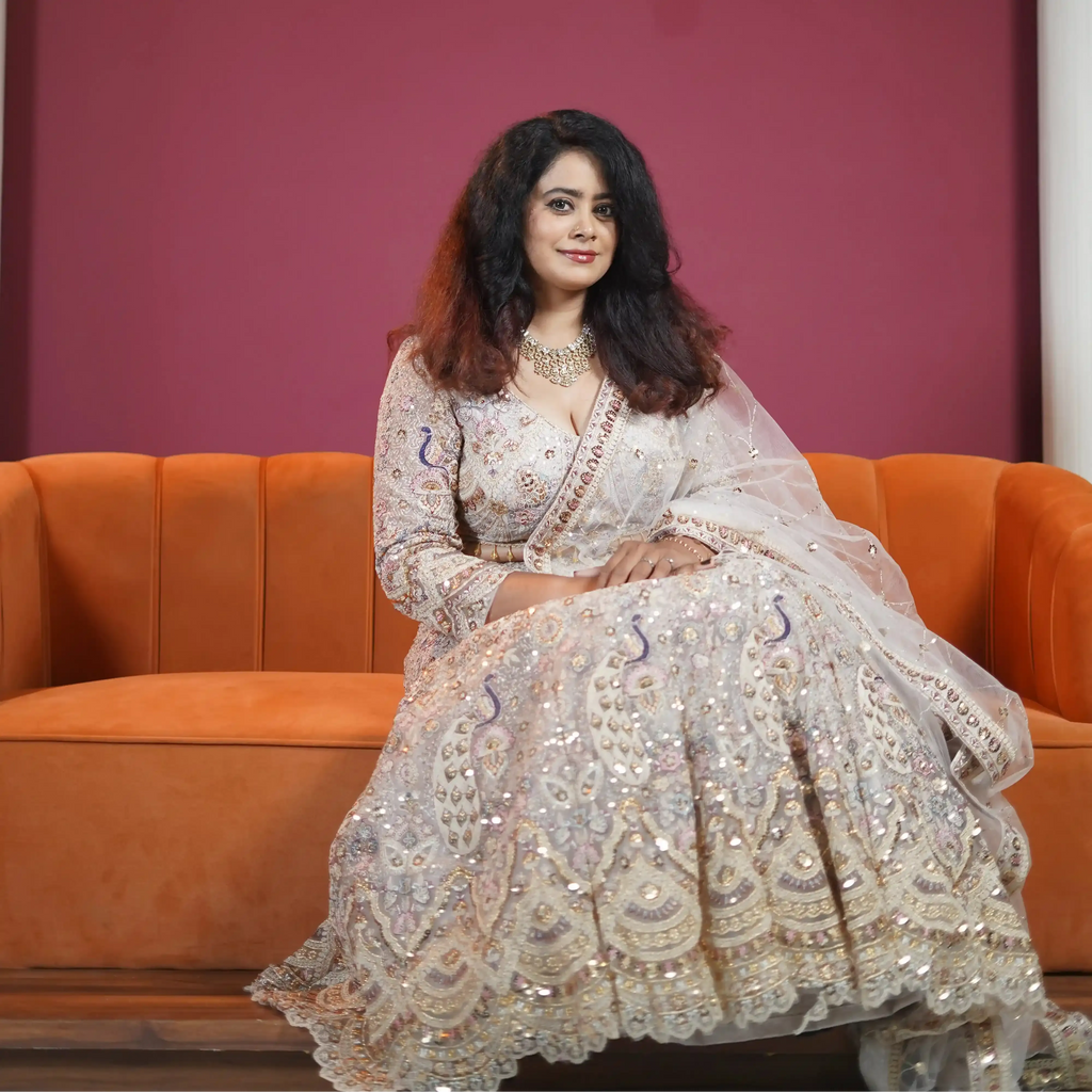 off white lehenga wedding outfit rentals bridal look