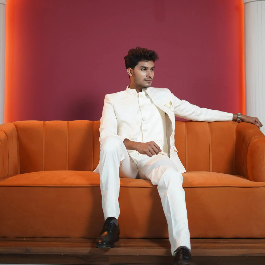 groom jodhpuri suit wedding outfit rentals ivory
