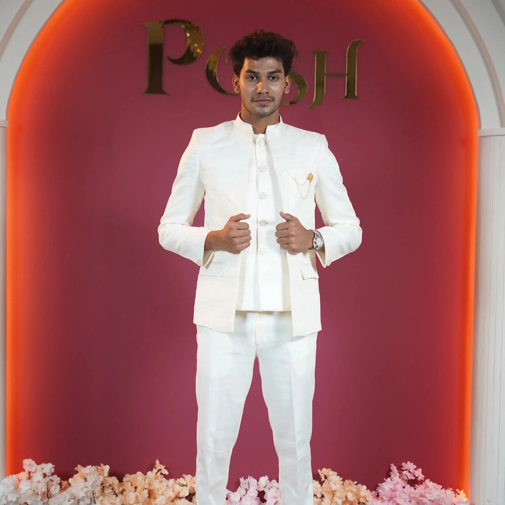 ivory jodhpuri suit wedding dress rental kerala