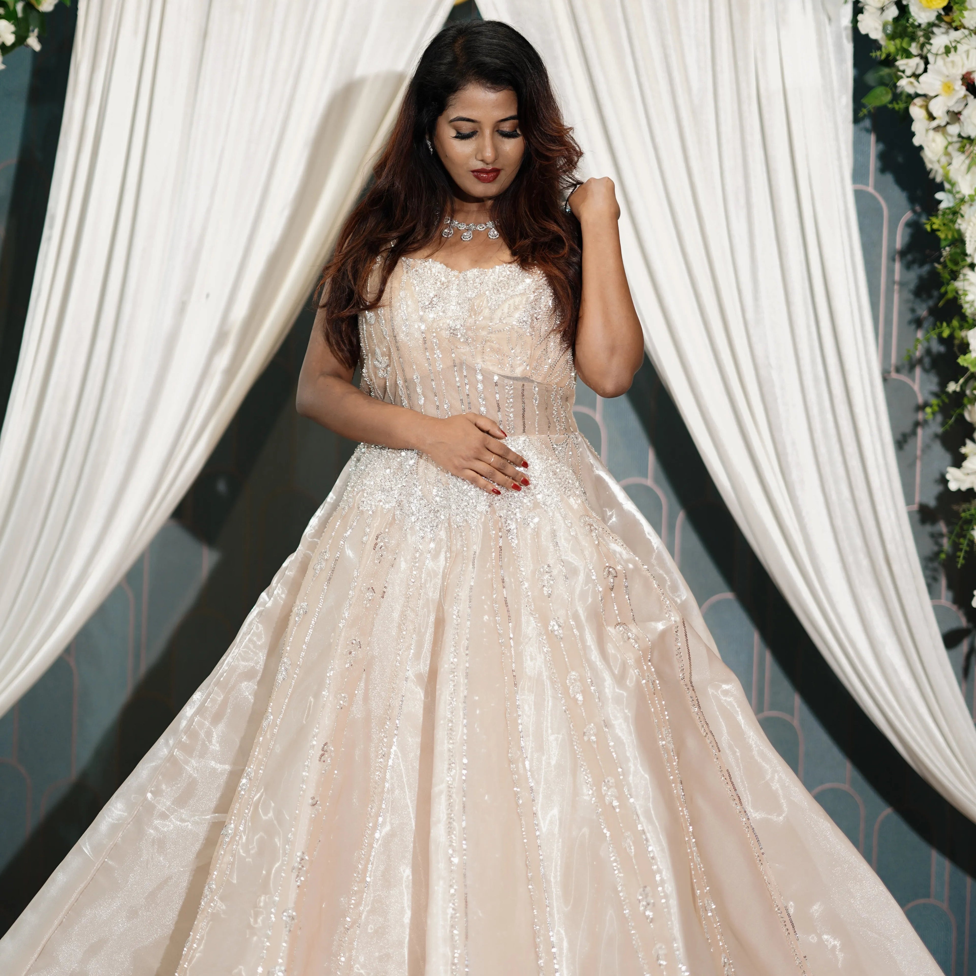 Ivory Champagne Designer Bridal Gown