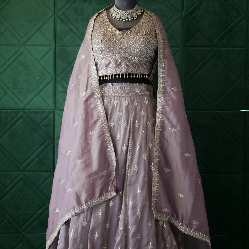 lavender bridal lehenga wedding dress rental kerala
